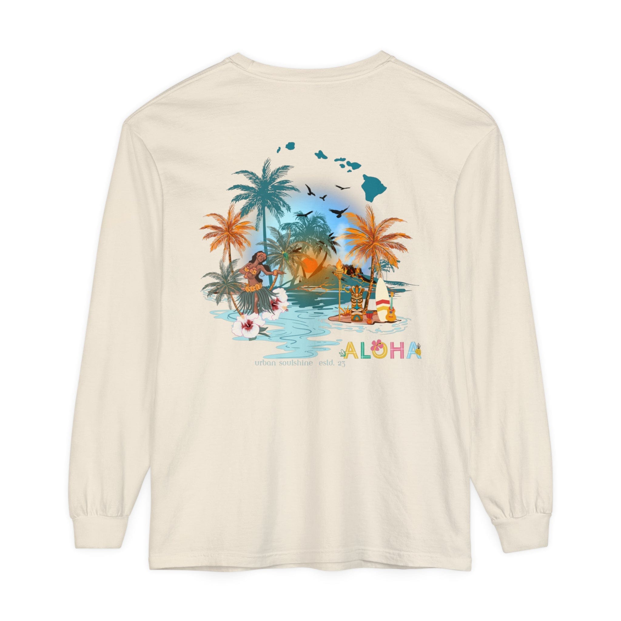 Urban SoulShine & co Long-sleeve Ivory / S ALOHA Vibes Long Sleeve Tee (unisex)