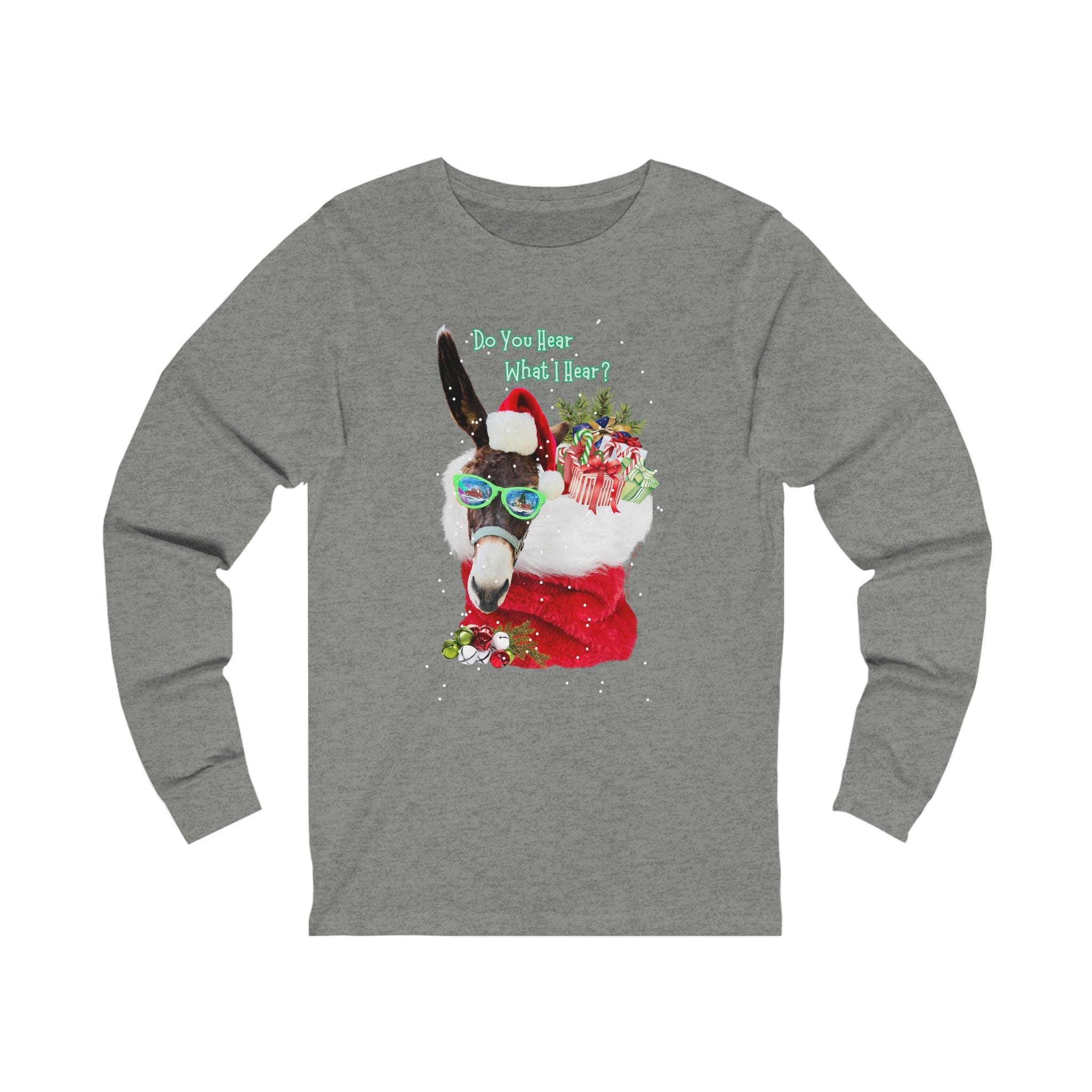  Deep Heather Do You Hear What I Hear Donkey Claus Long Sleeve Tee (Unisex)