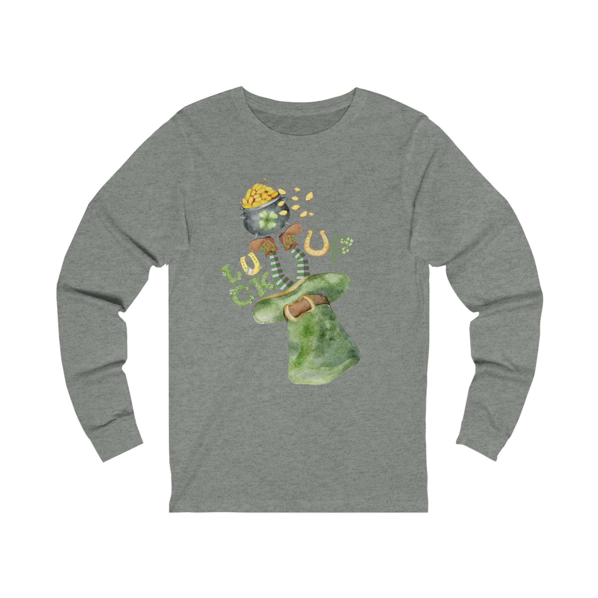  Deep Heather LUCK UP St. Patrick's Day Long Sleeve Tee (Unisex)