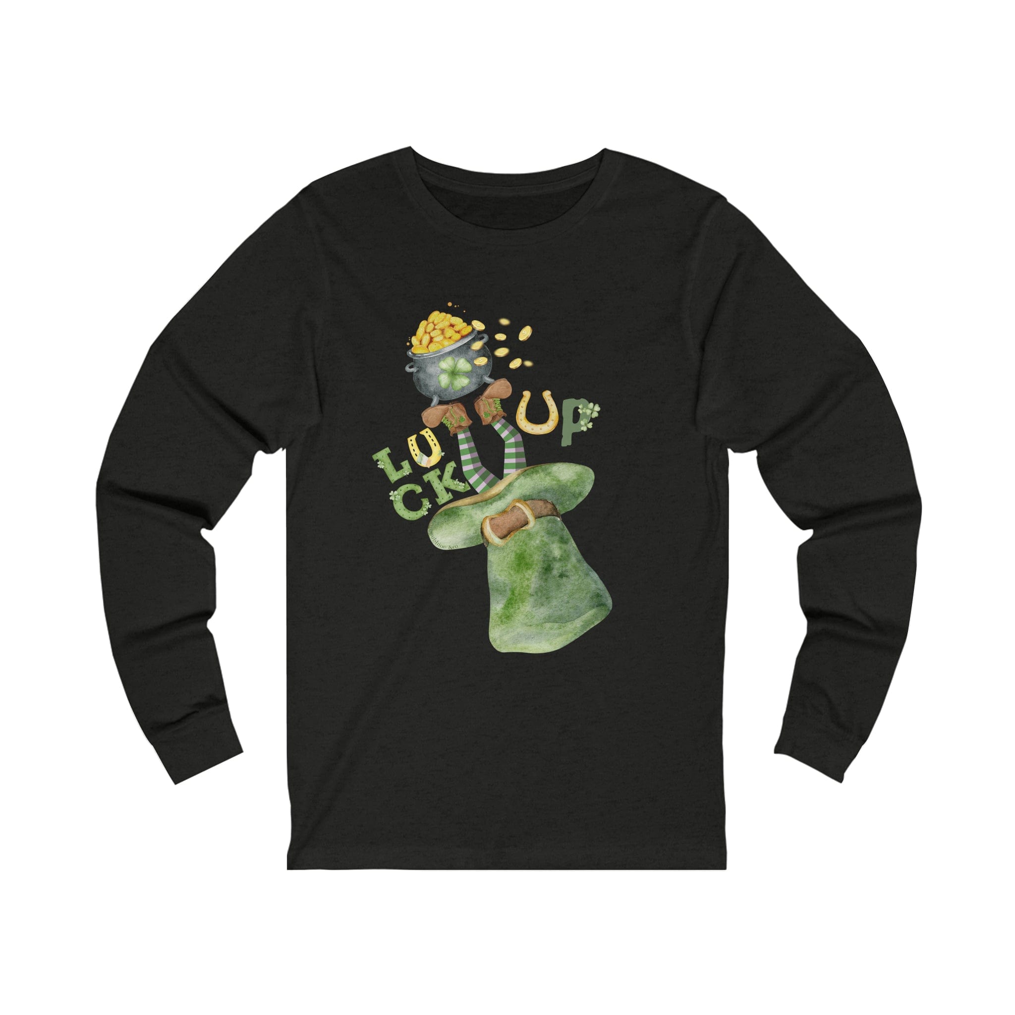 Urban SoulShine & co Long-sleeve M / Black Heather LUCK UP St. Patrick's Day Long Sleeve Tee (Unisex)