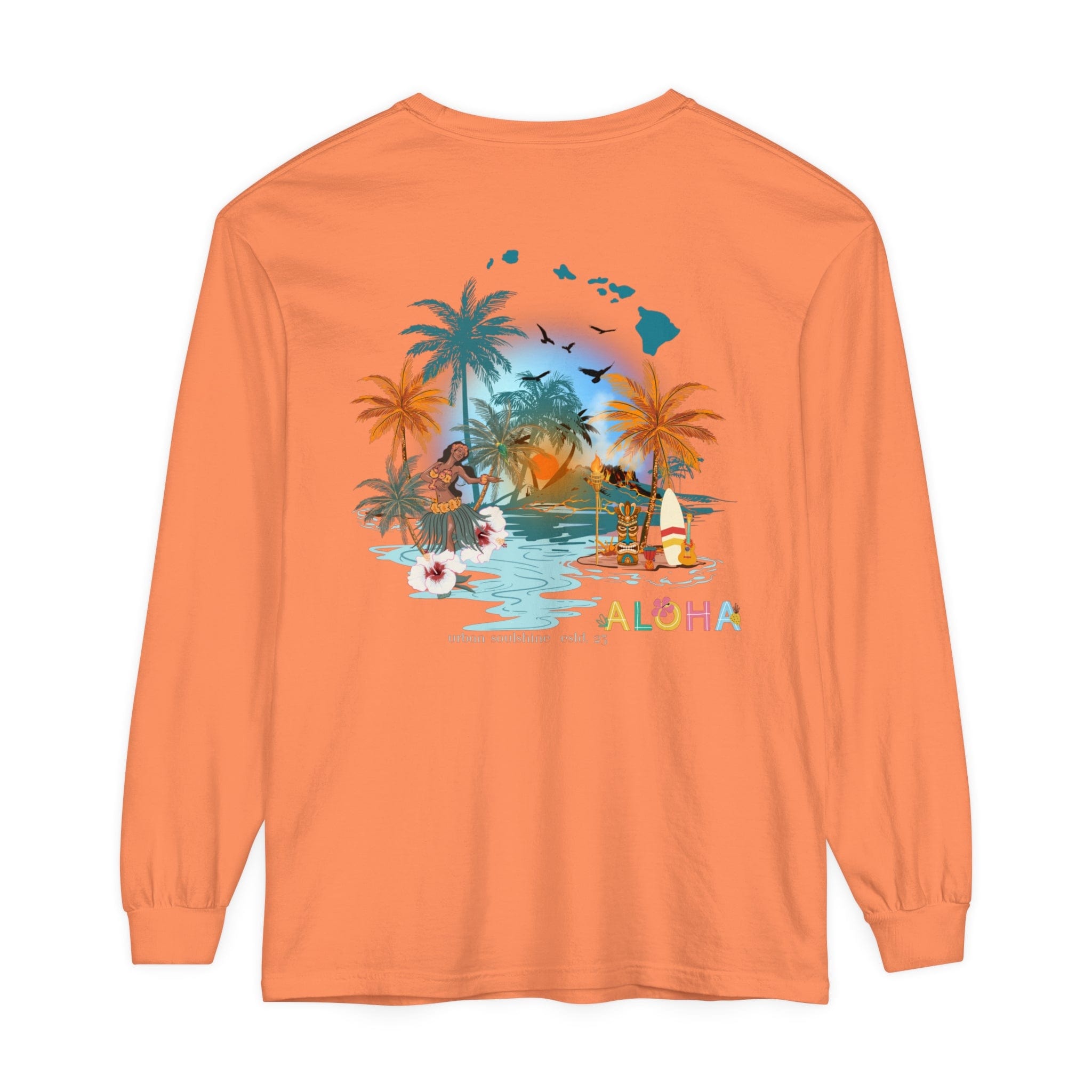 Urban SoulShine & co Long-sleeve Melon / S ALOHA Vibes Long Sleeve Tee (unisex)