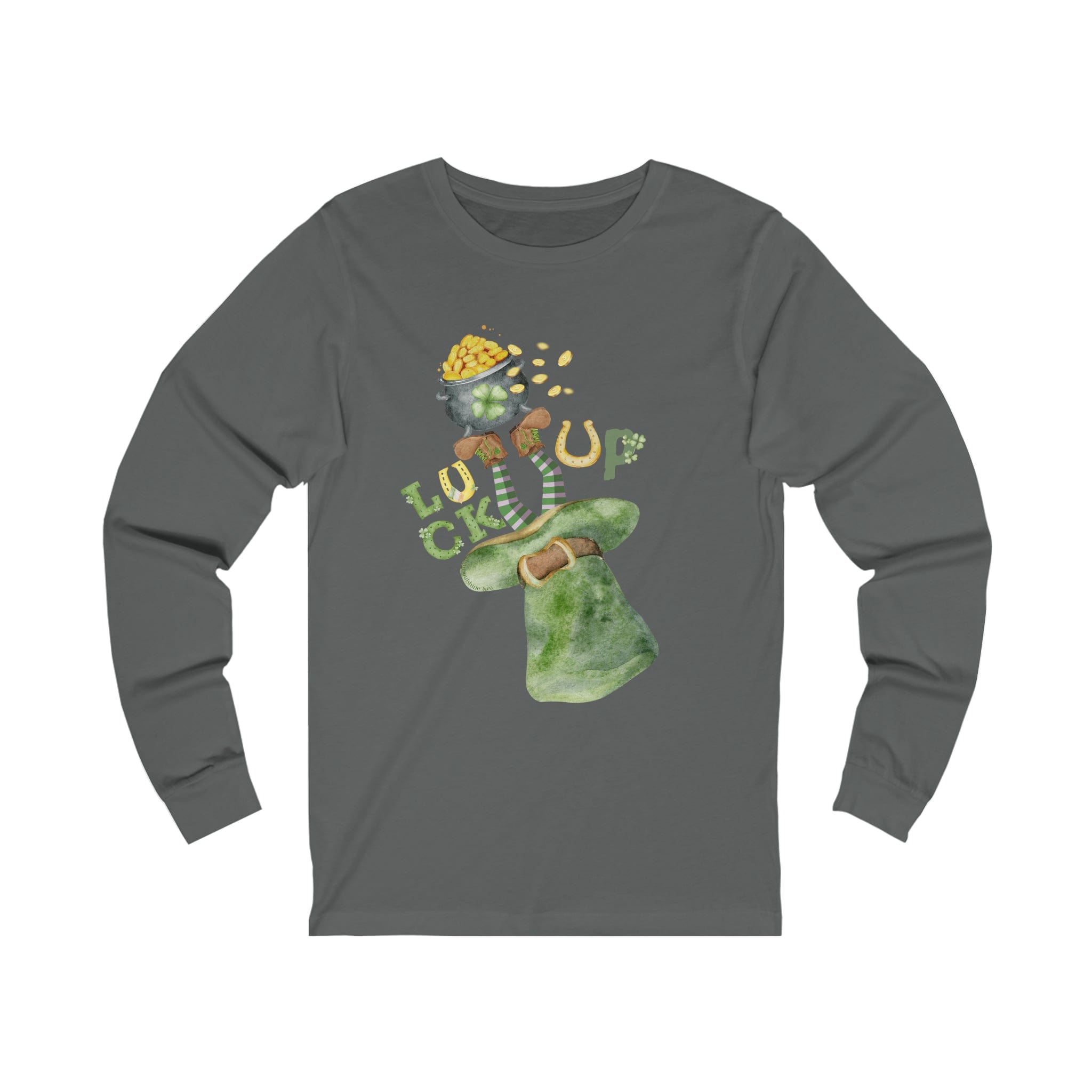 Urban SoulShine & co Long-sleeve S / Asphalt LUCK UP St. Patrick's Day Long Sleeve Tee (Unisex)