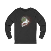 Urban SoulShine & co Long-sleeve S / Dark Grey Heather Believe In Light Christmas Reindeer Long Sleeve Tee (Unisex)