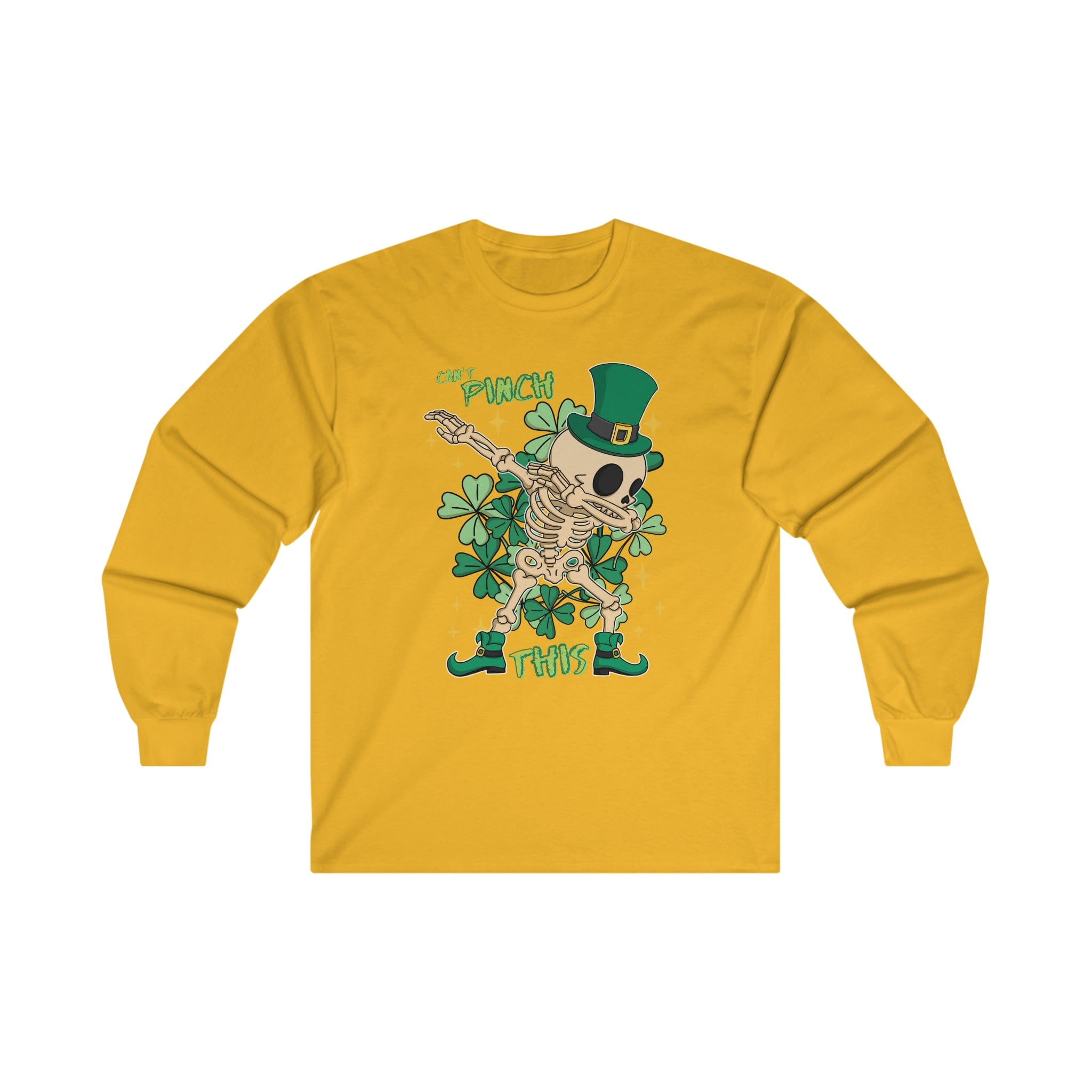 Urban SoulShine & co Long-sleeve S / Gold Can't Pinch This Irish Skeleton Dance Gildan Long Sleeve Tee (Unisex)