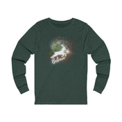 Urban SoulShine & co Long-sleeve S / Heather Forest Believe In Light Christmas Reindeer Long Sleeve Tee (Unisex)