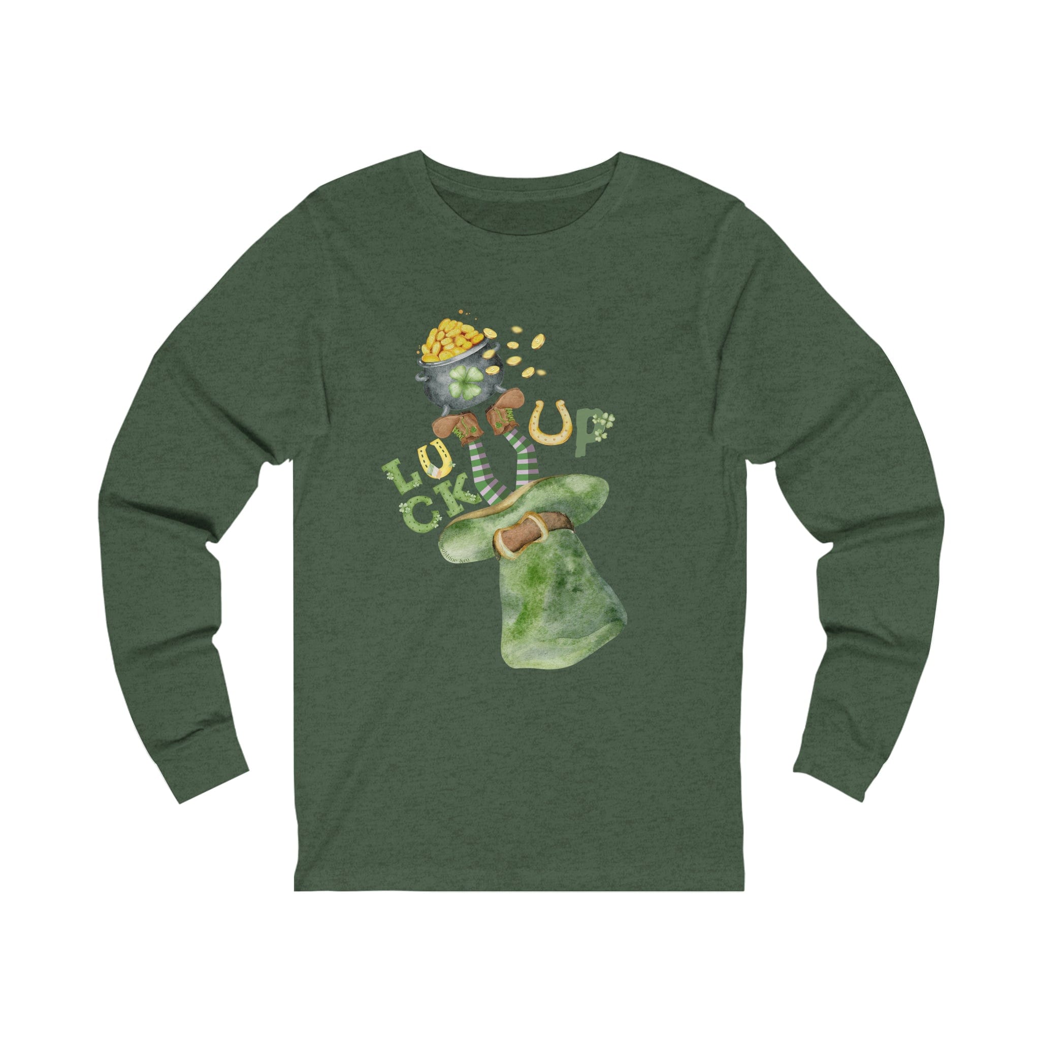  Heather Forest LUCK UP St. Patrick's Day Long Sleeve Tee (Unisex)