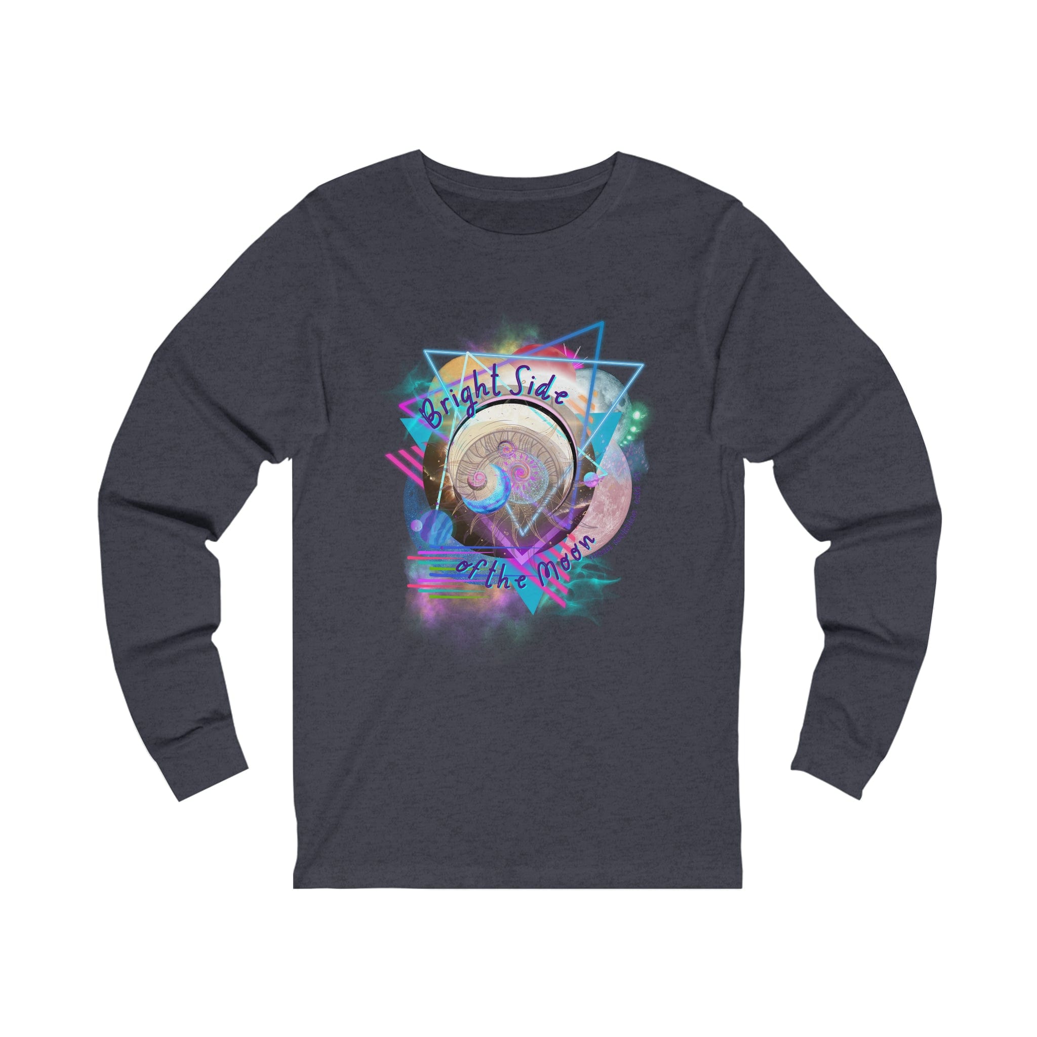 Urban SoulShine & co Long-sleeve S / Heather Navy Bright Side Of the Moon Long Sleeve Tee (unisex)