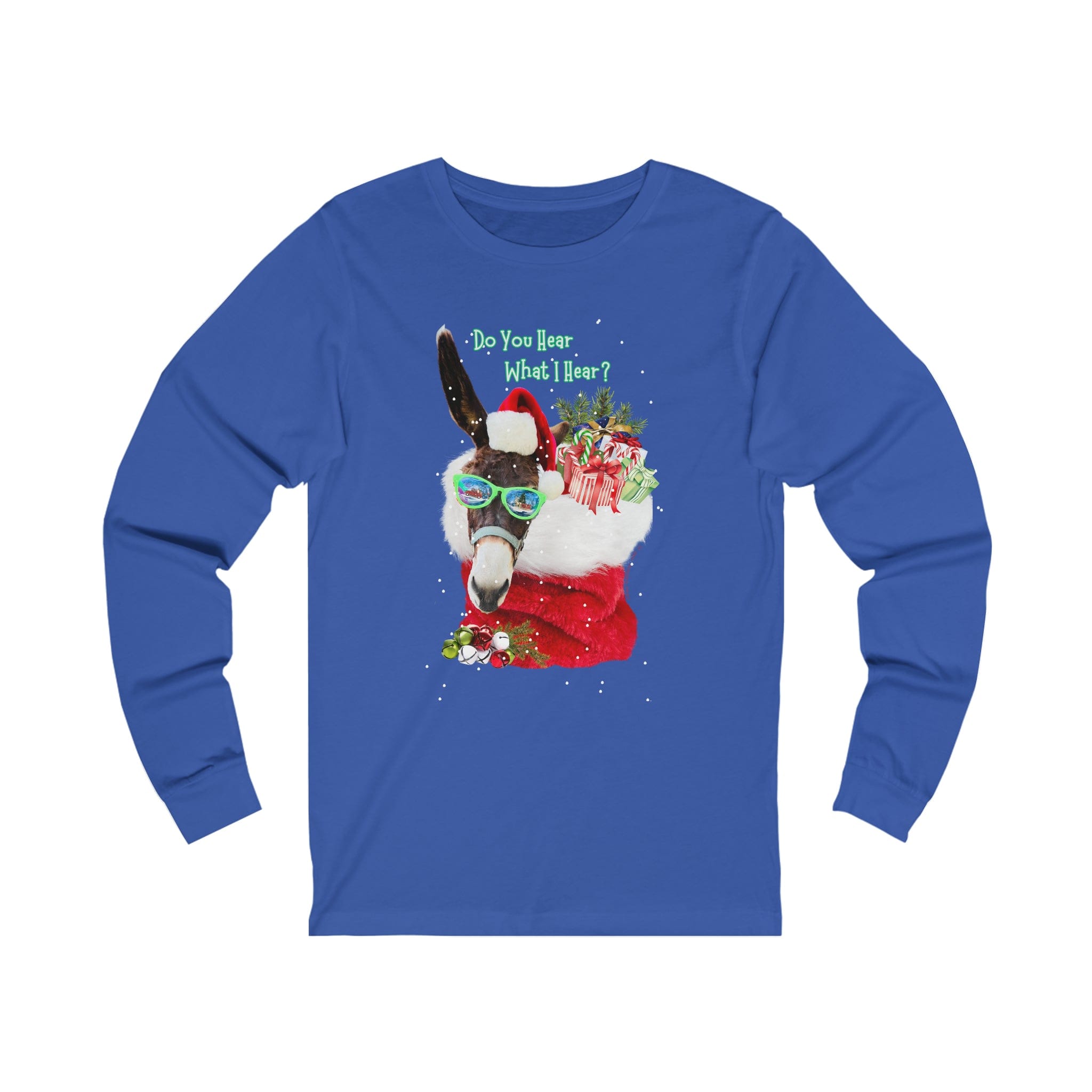 Urban SoulShine & co Long-sleeve S / True Royal Do You Hear What I Hear Donkey Claus Long Sleeve Tee (Unisex)