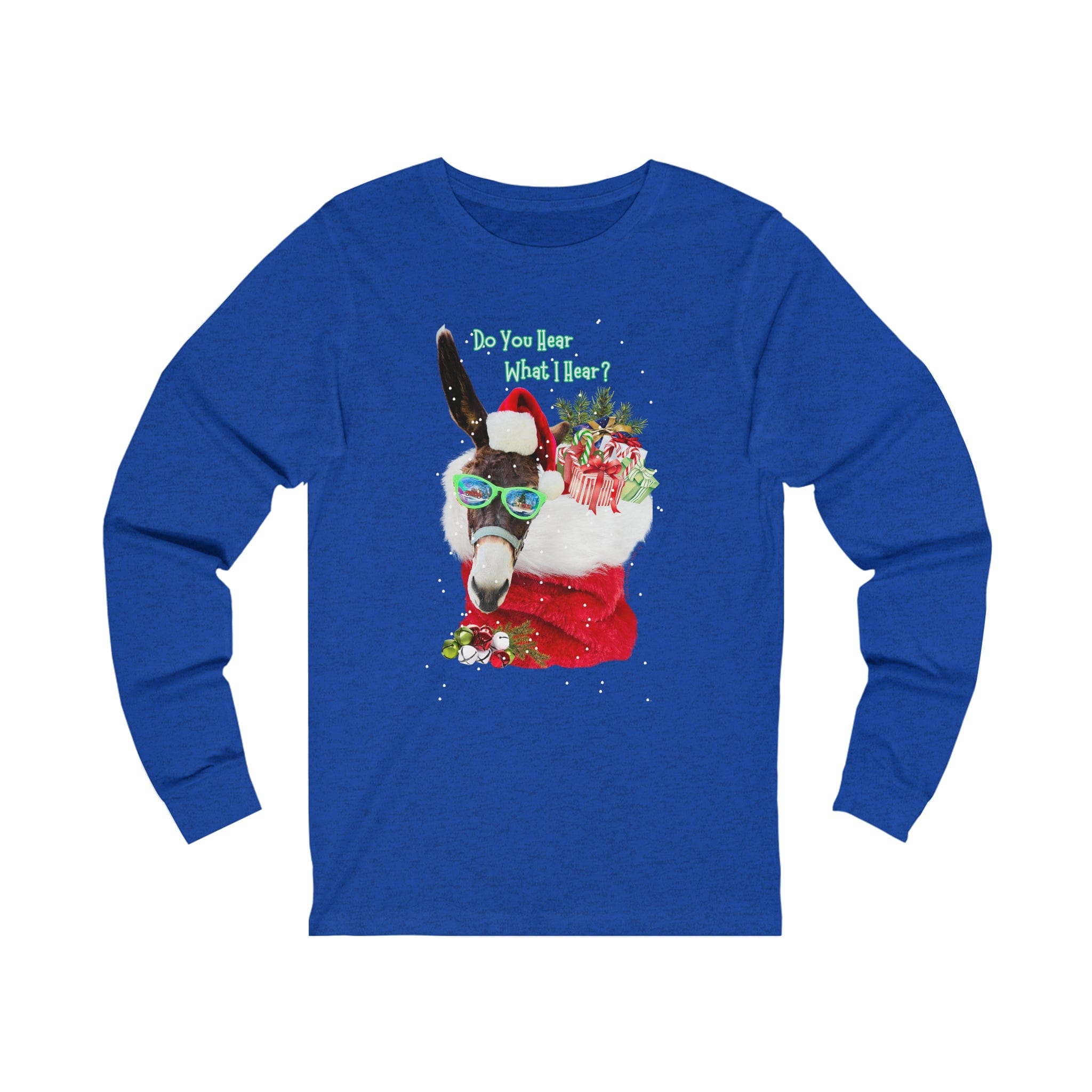 Urban SoulShine & co Long-sleeve S / True Royal TriBlend Do You Hear What I Hear Donkey Claus Long Sleeve Tee (Unisex)