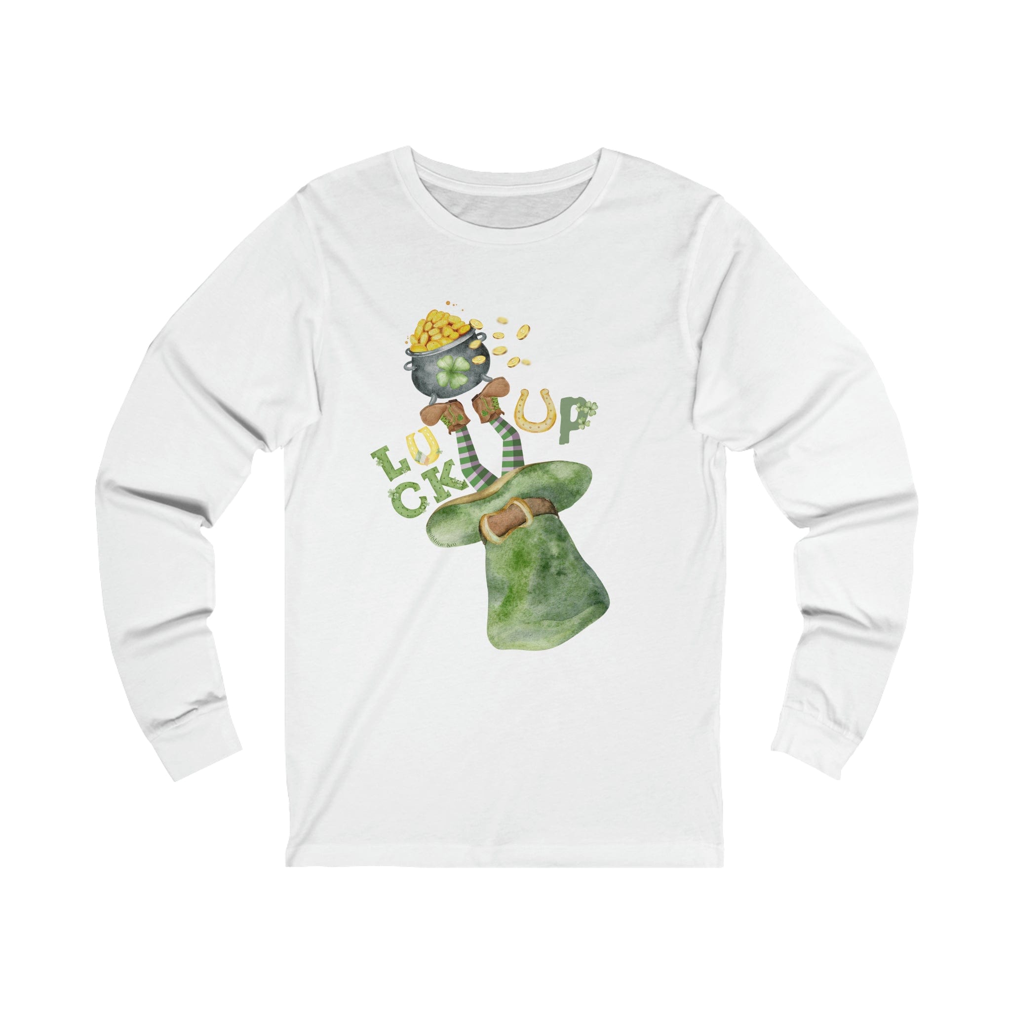 Urban SoulShine & co Long-sleeve S / White LUCK UP St. Patrick's Day Long Sleeve Tee (Unisex)