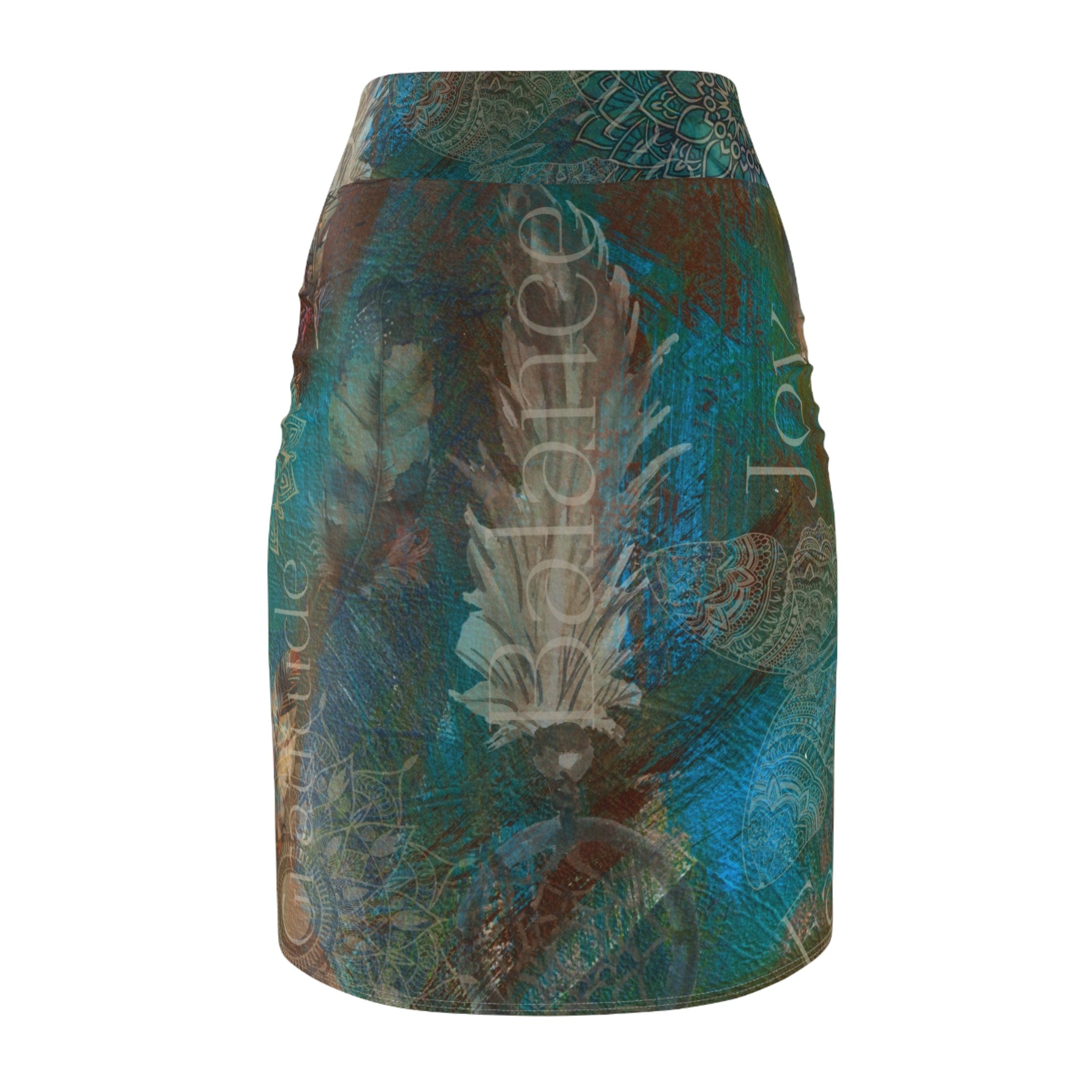 Urban SoulShine & co Mid Waist Skirts Light As A Feather Inspirational Mantra Mid Waisted Pencil Skirt