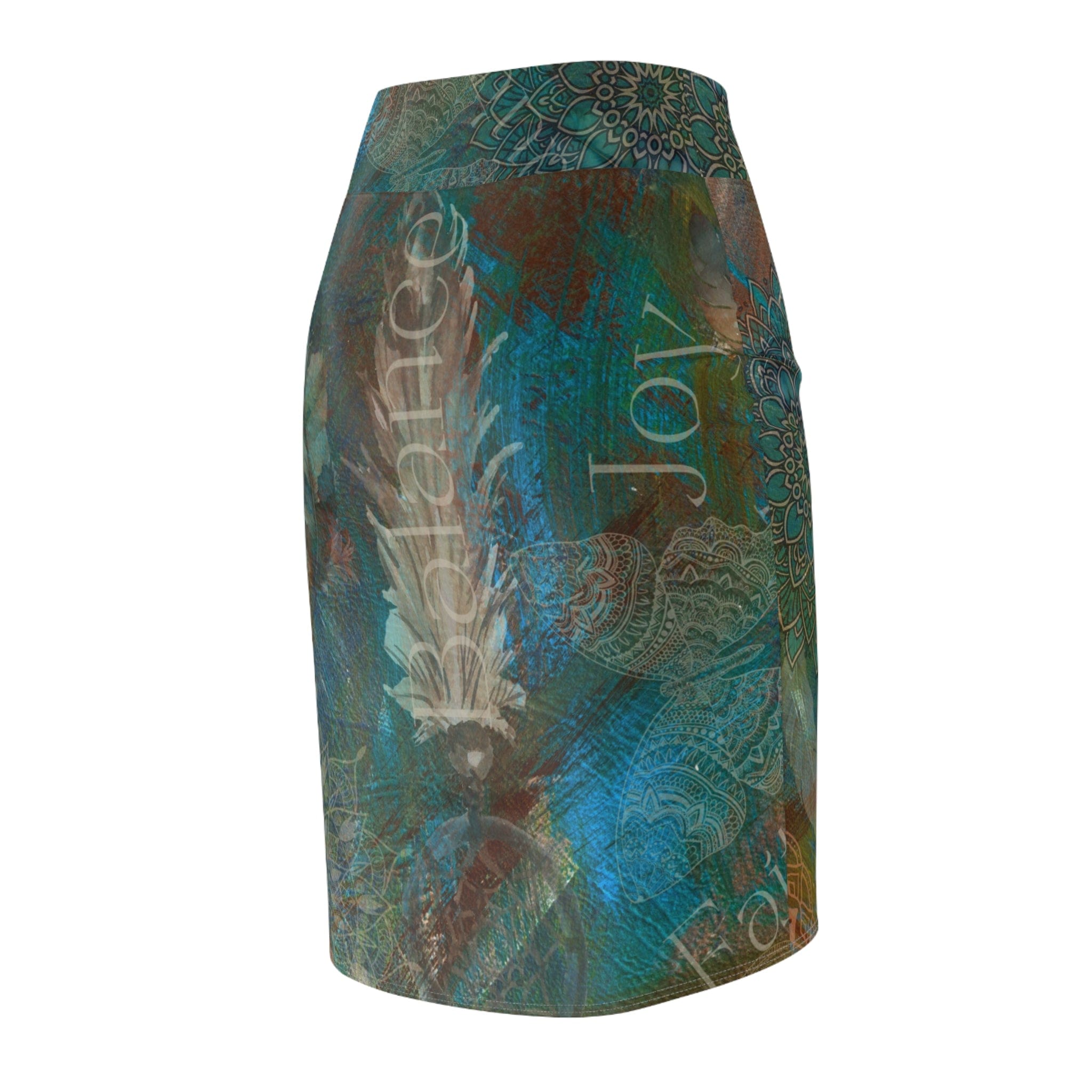 Urban SoulShine & co Mid Waist Skirts Light As A Feather Inspirational Mantra Mid Waisted Pencil Skirt