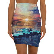 Urban SoulShine & co Mid Waist Skirts Ocean of Tranquility Inspirational Fitted Pencil Skirt