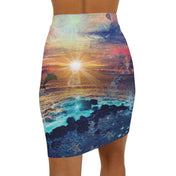 Urban SoulShine & co Mid Waist Skirts Ocean of Tranquility Inspirational Fitted Pencil Skirt