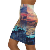 Urban SoulShine & co Mid Waist Skirts Ocean of Tranquility Inspirational Fitted Pencil Skirt