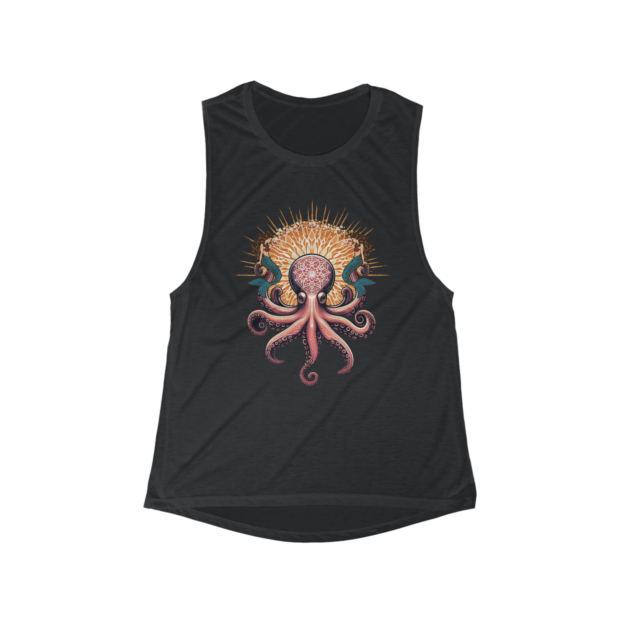 Urban SoulShine & co Muscle Tank Top 2XL / Black Slub The Mermaid Whisperer Octopus Flowy Muscle Tank