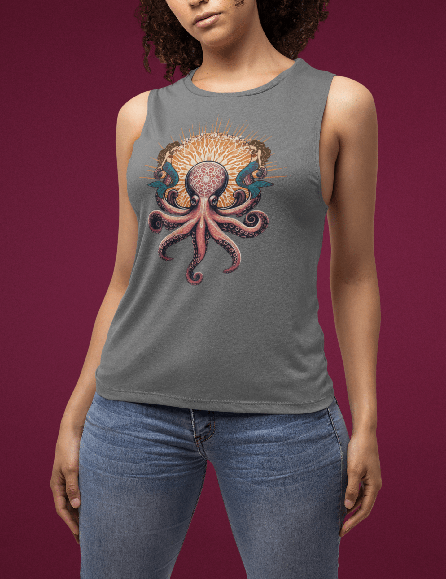 Urban SoulShine & co Muscle Tank Top The Mermaid Whisperer Octopus Flowy Muscle Tank