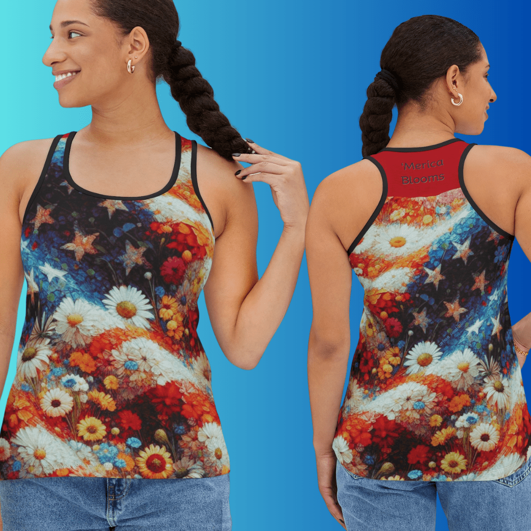 Urban SoulShine & co Performance Tank Top 'Merica Blooms Performance Racerback Tank