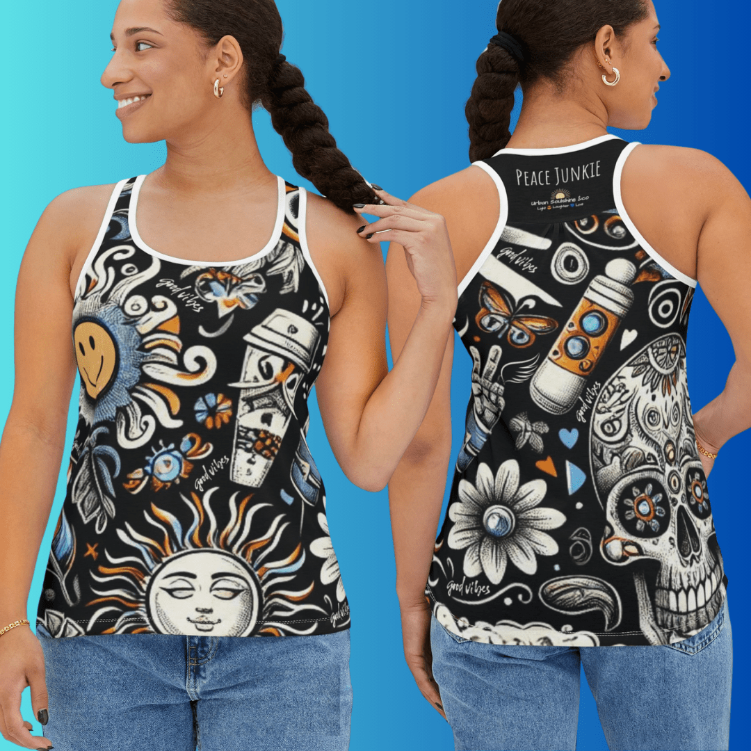 Urban SoulShine & co Performance Tank Top Peace Junkie Performance Racerback Tank