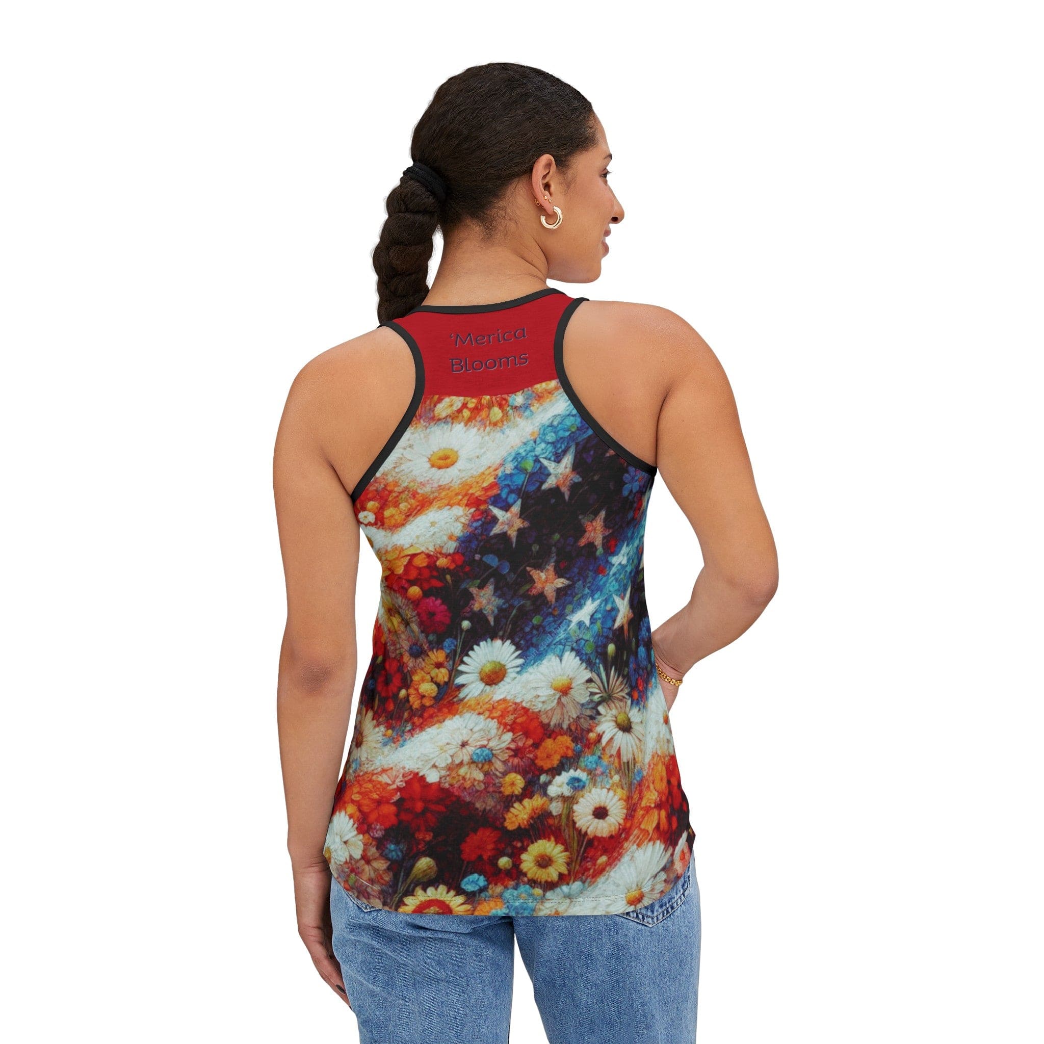  Black 'Merica Blooms Performance Racerback Tank