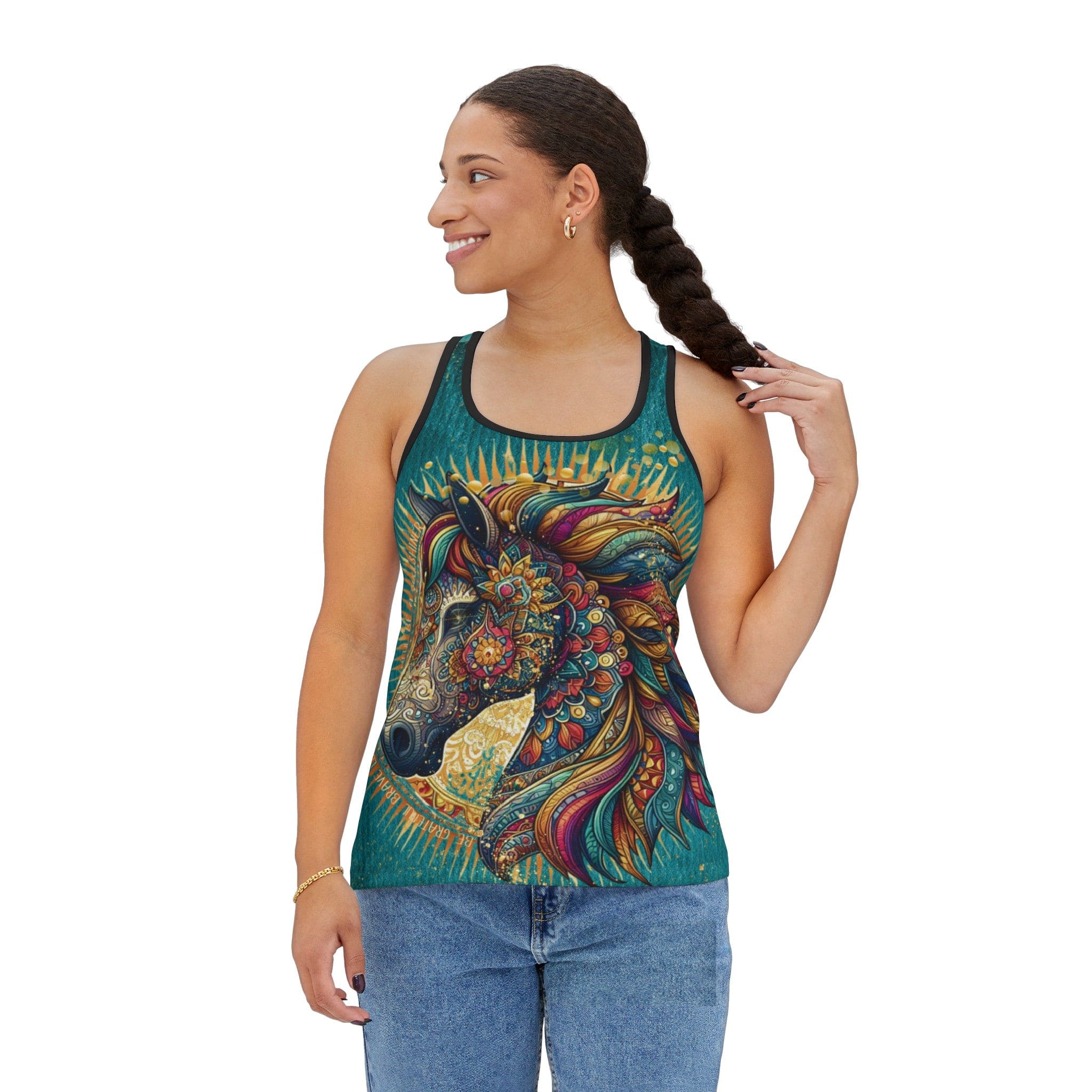  Black Radiant Stallion Perfomance Racerback Tank