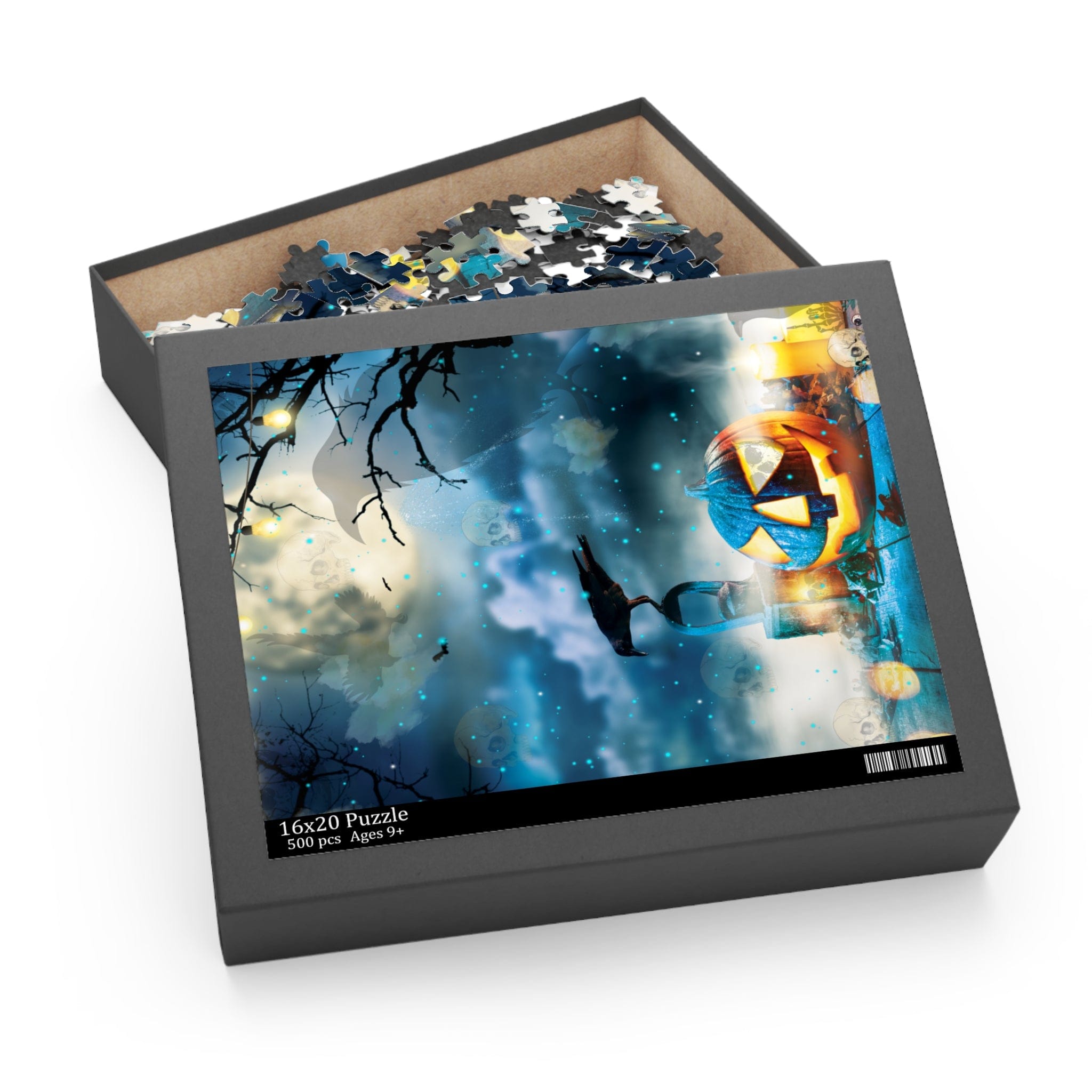 Urban SoulShine & co Puzzle 20" × 16" (500 pcs) Black Crow Moon Halloween Puzzle (500-Piece)