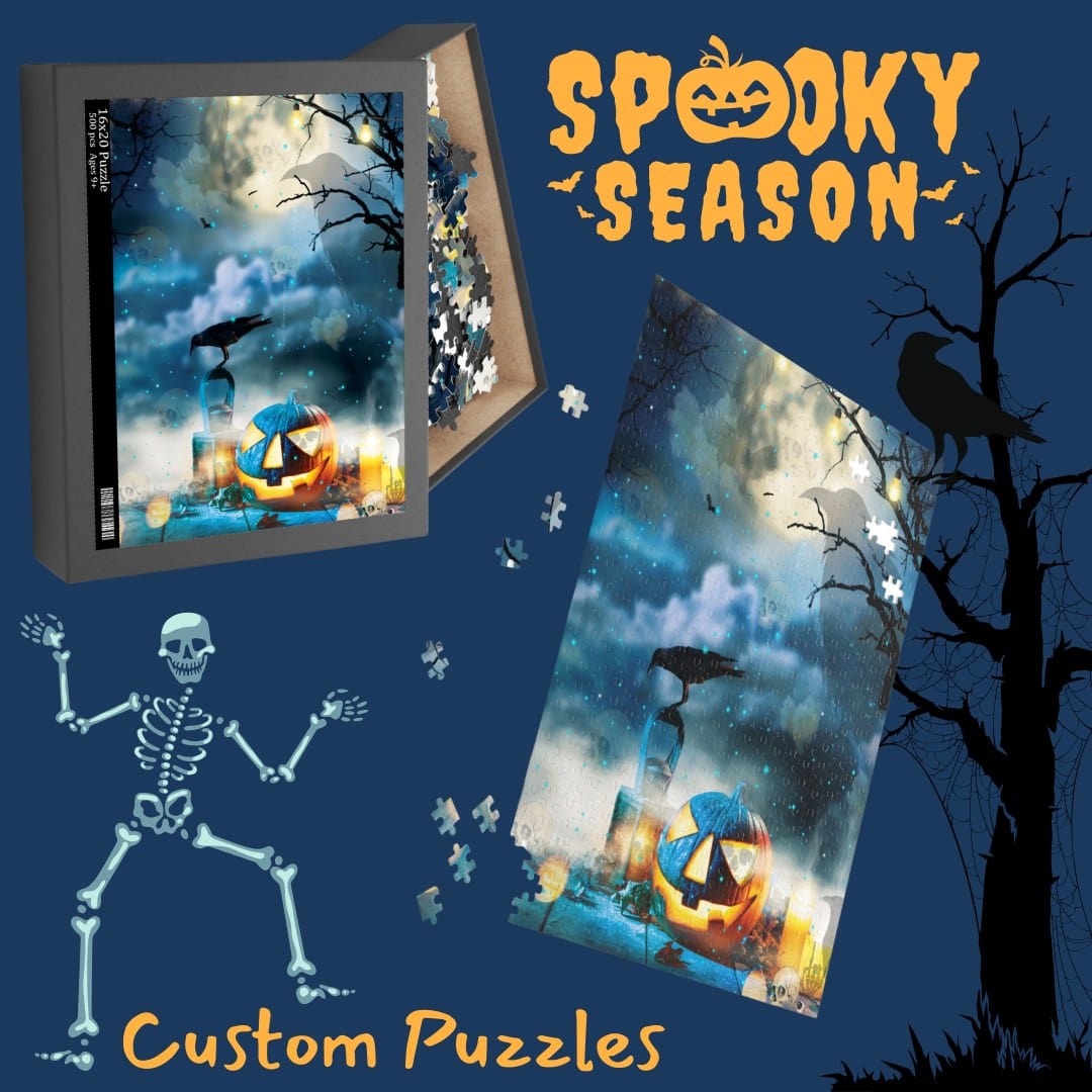 Urban SoulShine & co Puzzle 20" × 16" (500 pcs) Black Crow Moon Halloween Puzzle (500-Piece)