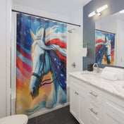 Urban SoulShine & co Shower Curtain 71" × 74" American Mane Patriotic Horse Lover Custom Shower Curtain