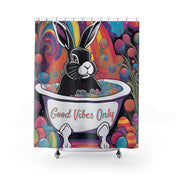 Urban SoulShine & co Shower Curtain 71" × 74" Good Vibes Only Retro Easter Bunny Shower Curtain