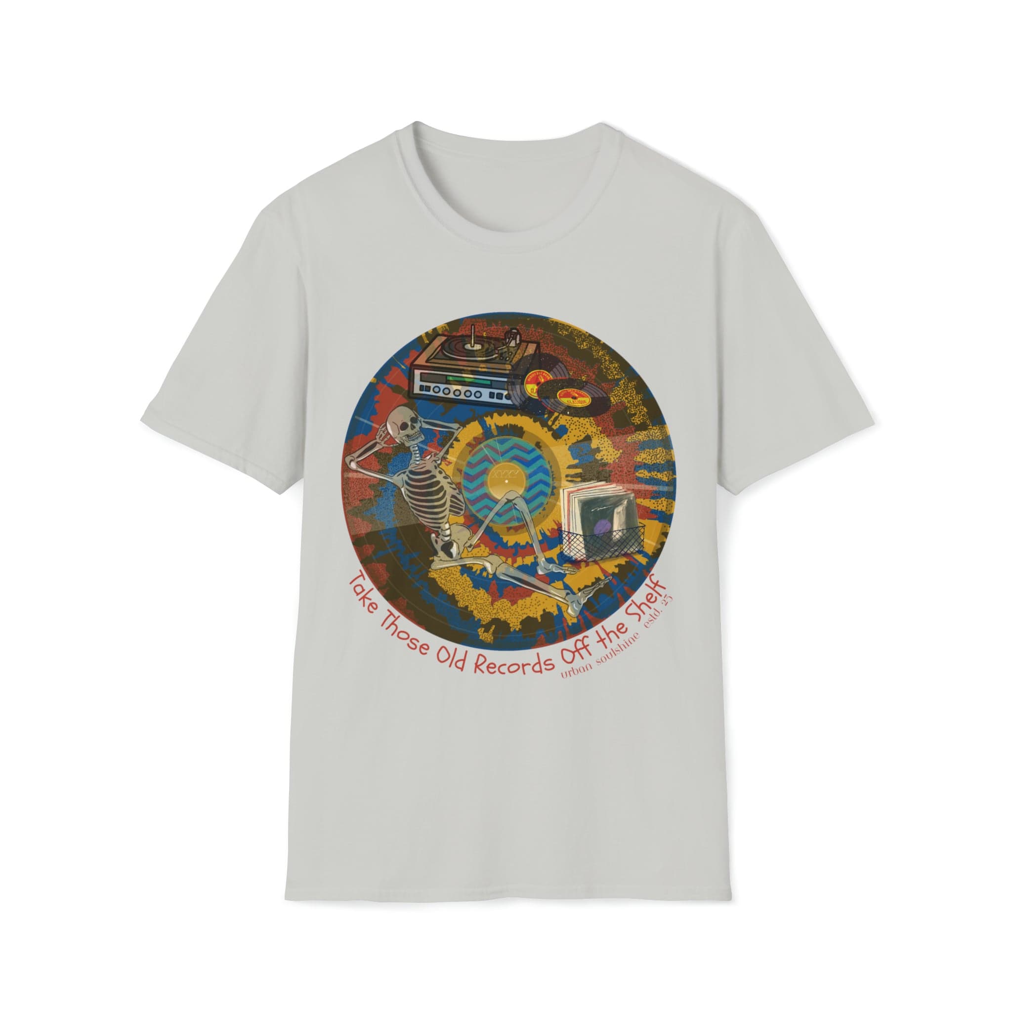 Old Records Off The Shelf Music Lover Tee (unisex) Ice Grey