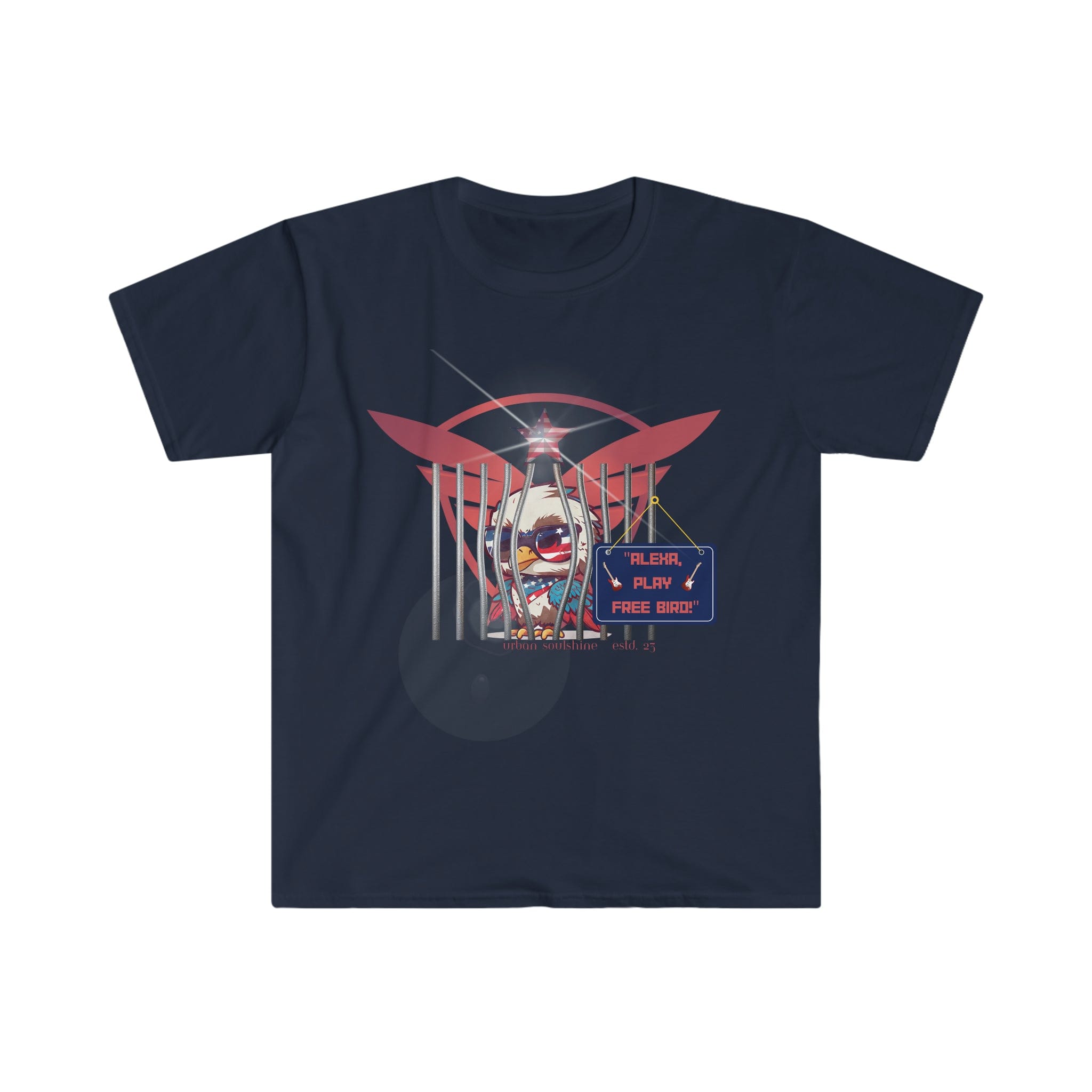 Urban SoulShine & co Soft Style T-Shirt Navy / S Alexa, Play Free Bird Tee (unisex)