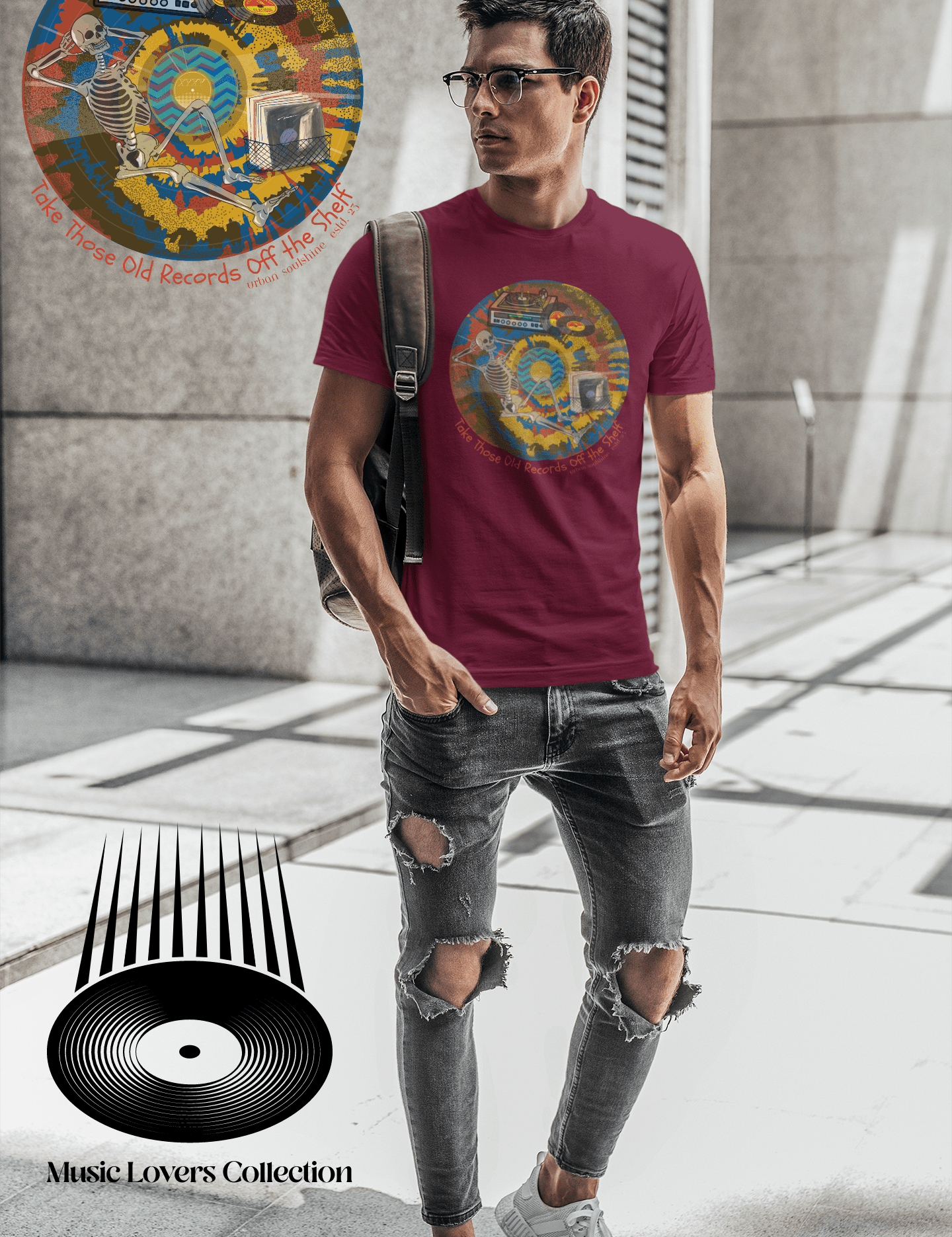 Old Records Off The Shelf Music Lover Tee (unisex)