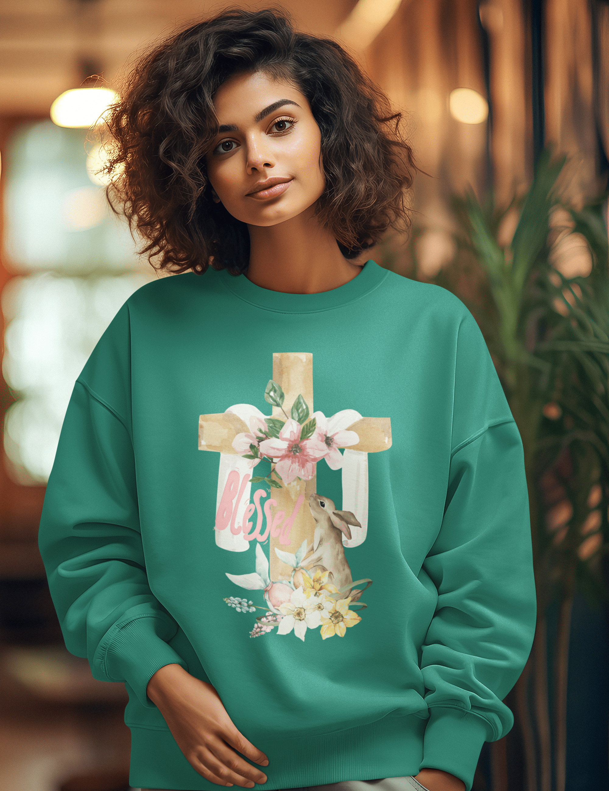 Urban SoulShine & co Sweatshirt Blessed Easter Crewneck Sweatshirt