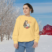 Urban SoulShine & co Sweatshirt Butter / S A Horse Lover's Christmas Garment-Dyed Sweatshirt