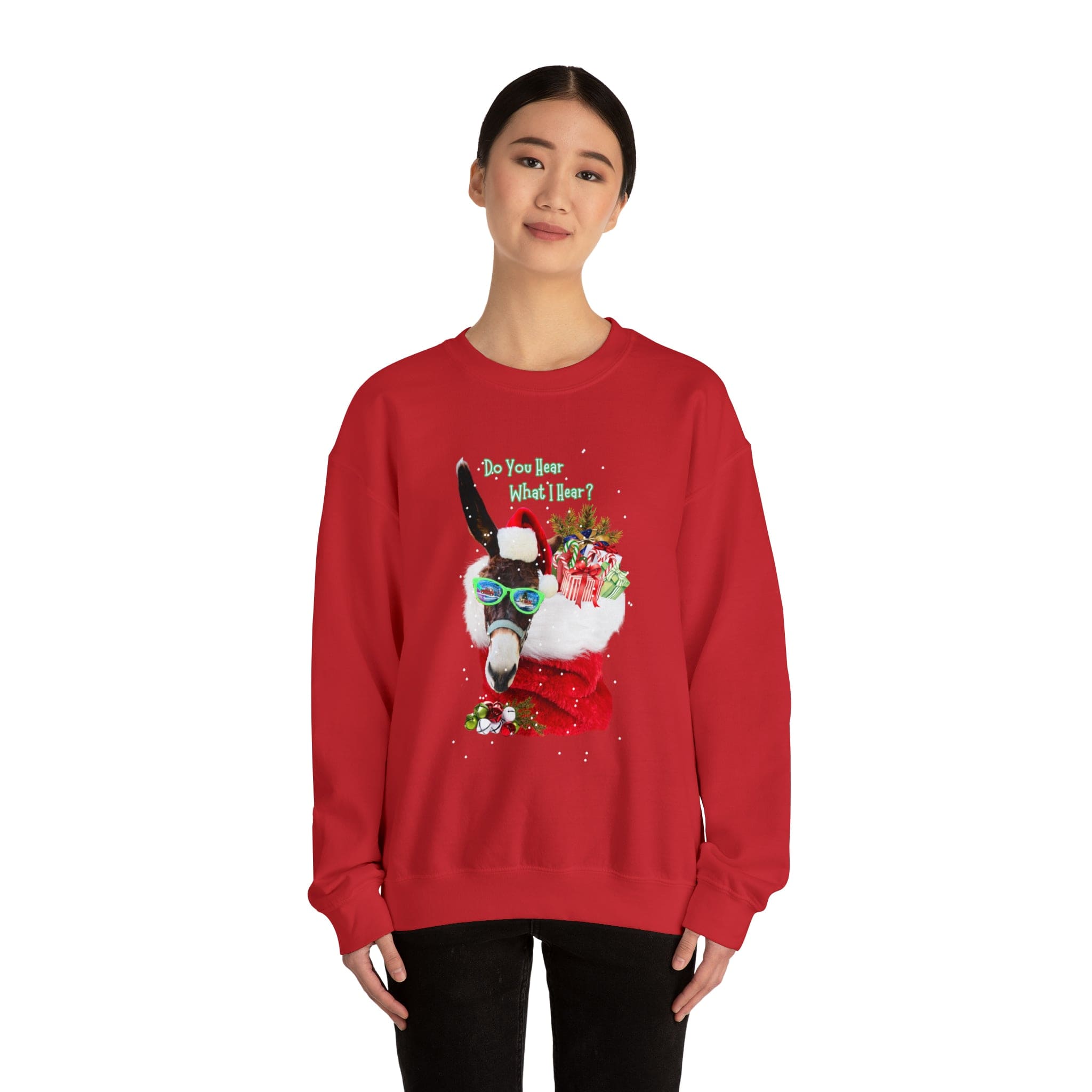 Urban SoulShine & co Sweatshirt Do You Hear What I Hear Donkey Claus Christmas Sweatshirt (Unisex)