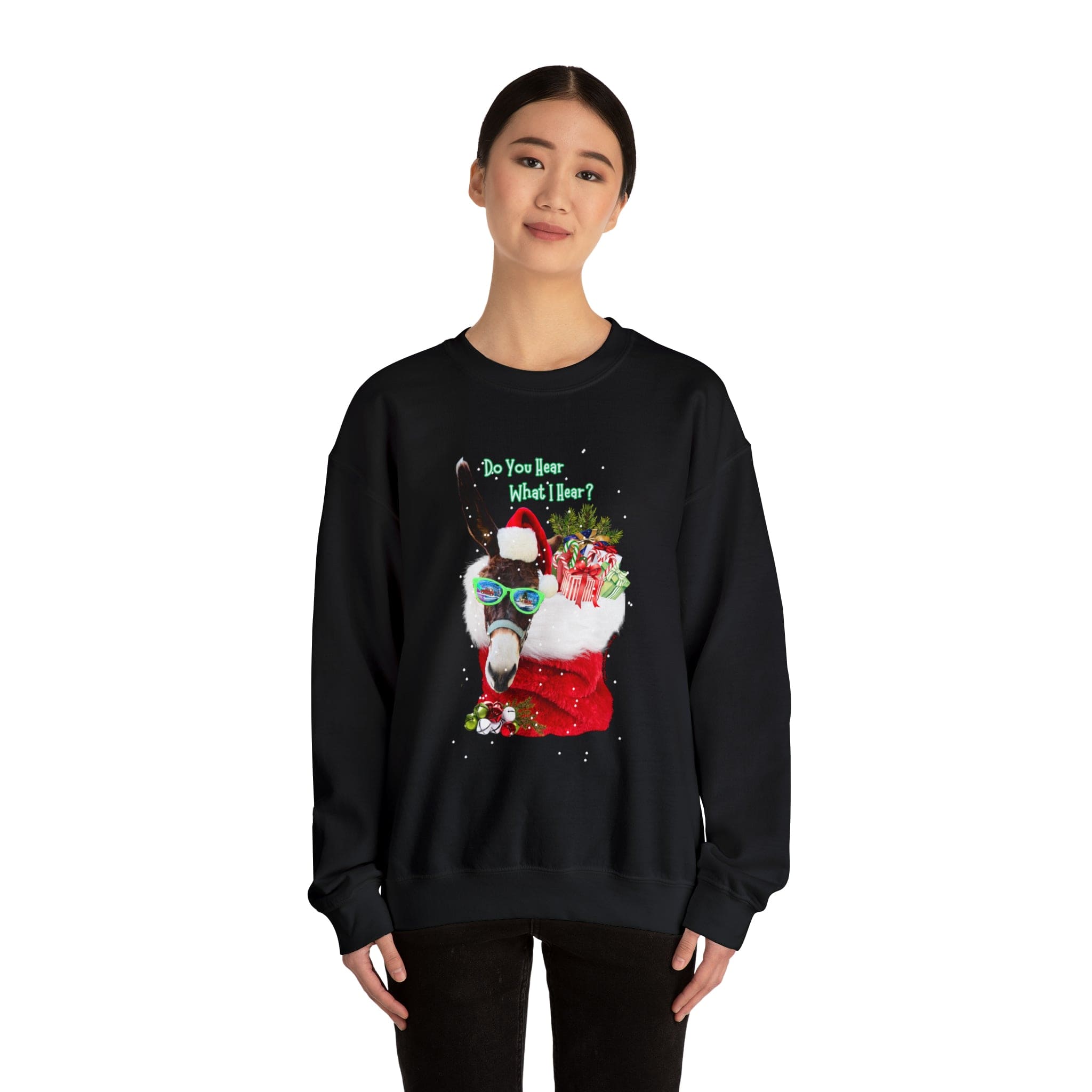 Urban SoulShine & co Sweatshirt Do You Hear What I Hear Donkey Claus Christmas Sweatshirt (Unisex)