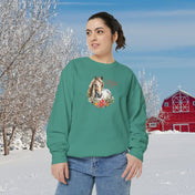 Urban SoulShine & co Sweatshirt Light Green / S A Horse Lover's Christmas Garment-Dyed Sweatshirt