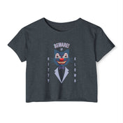 Urban SoulShine & co T-Shirt Antique Denim / XS Beware of Kitty Klown Halloween Festival Crop Tee