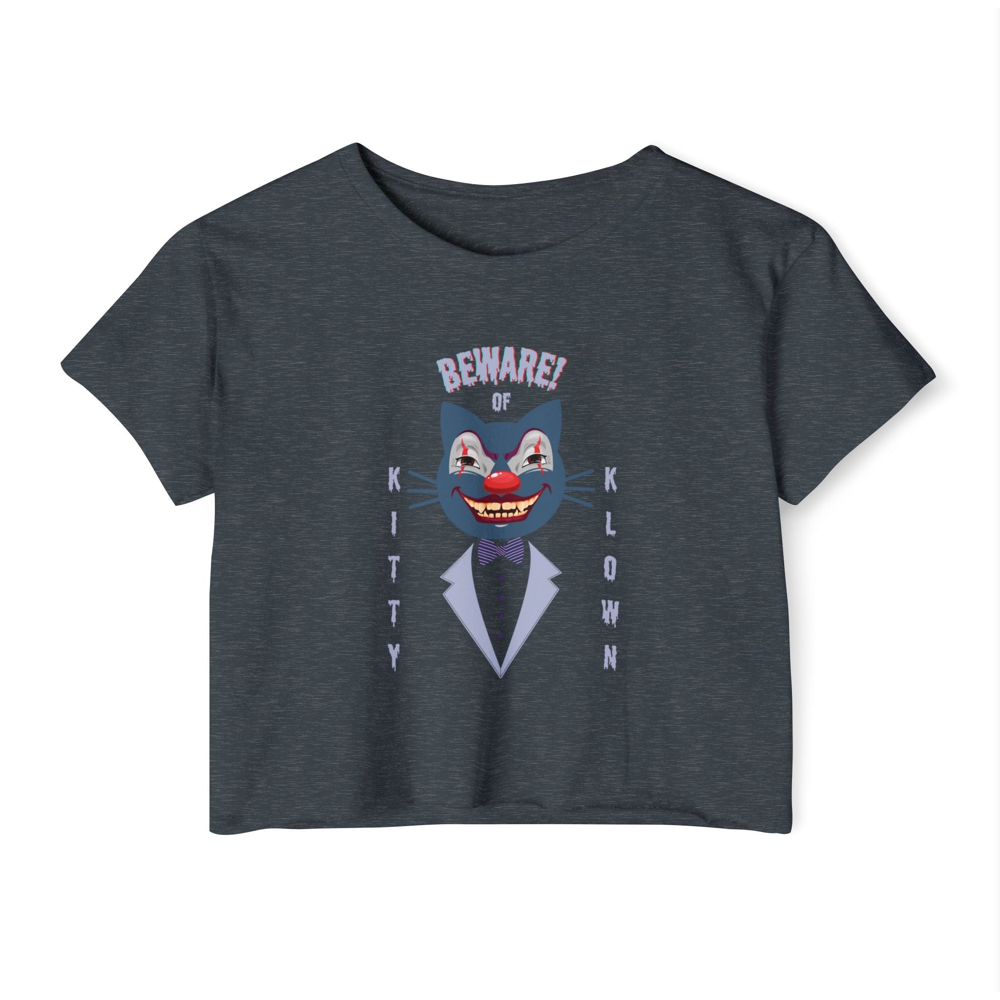  XS Beware of Kitty Klown Halloween Festival Crop Tee