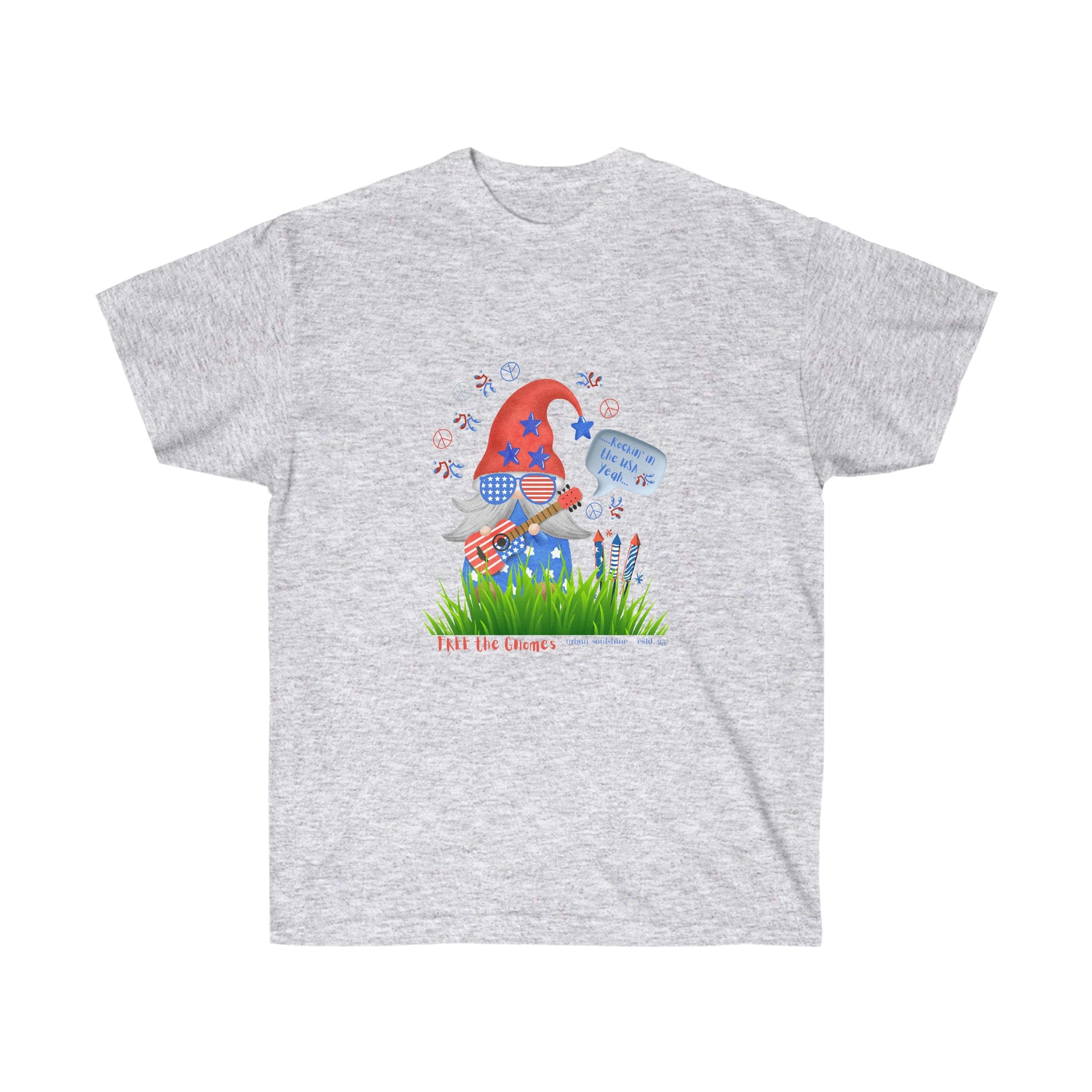 Urban SoulShine & co T-Shirt Ash / S FREE the GNOMES Rockin' in the USA Unisex Tee