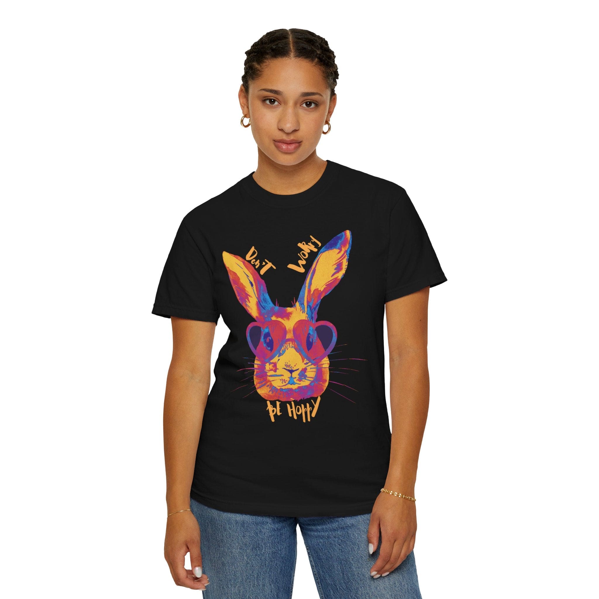 Don't Worry Be Hoppy Comfort Colors Tee (Unisex) Black