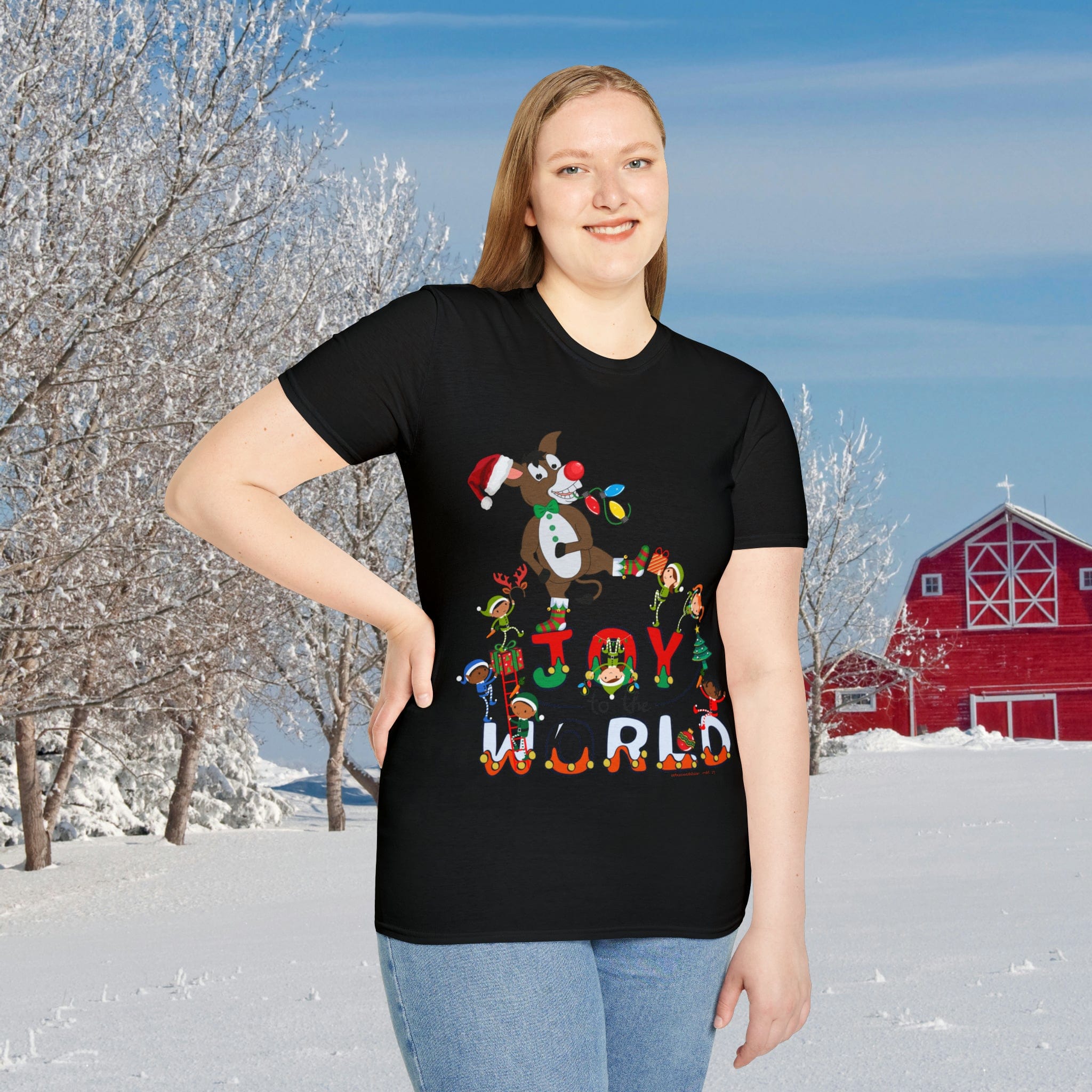 Urban SoulShine & co T-Shirt Black / S Donkey Claus Spreads Joy To The World Soft Tee (Unisex)