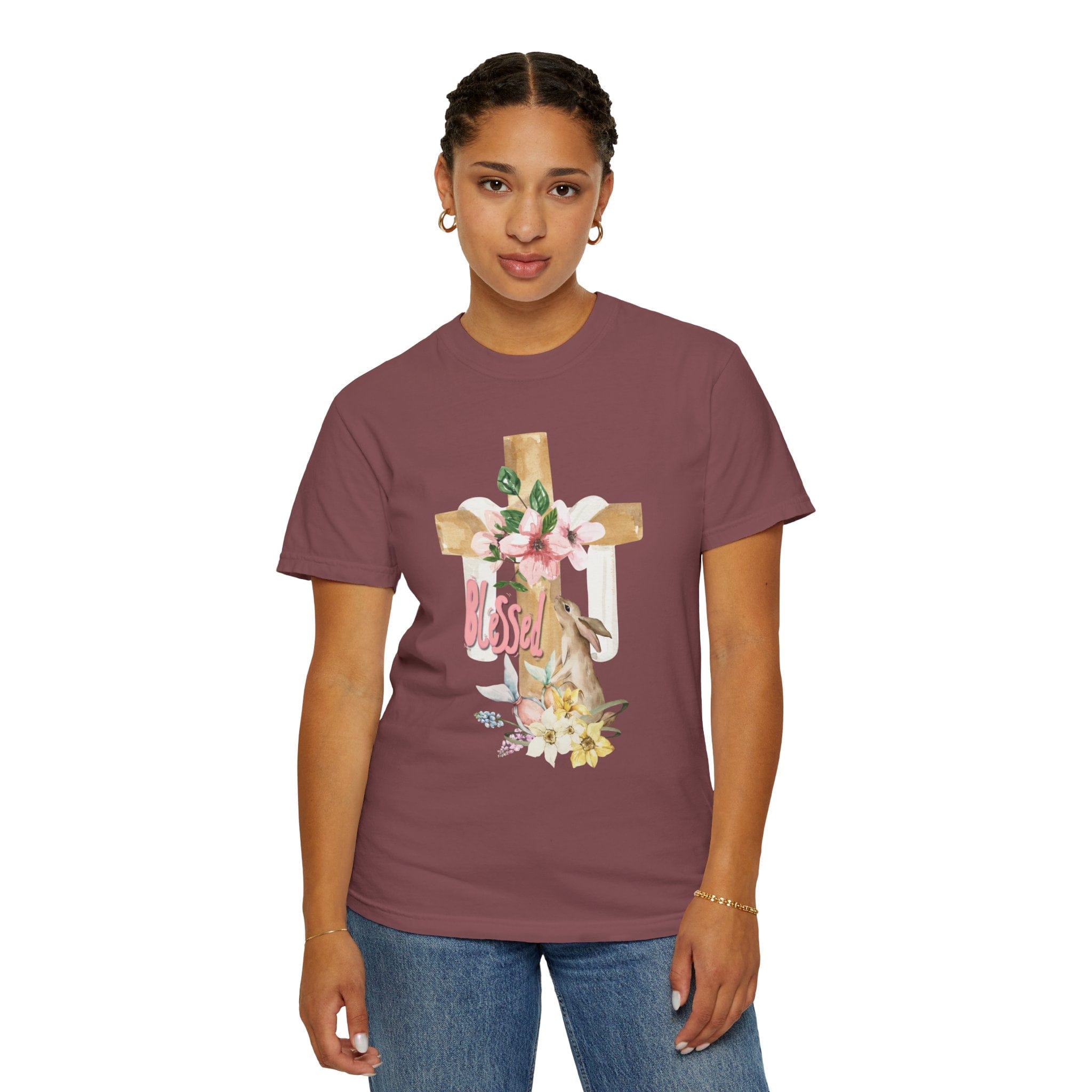 Blessed Easter Comfort Colors Tee Brick