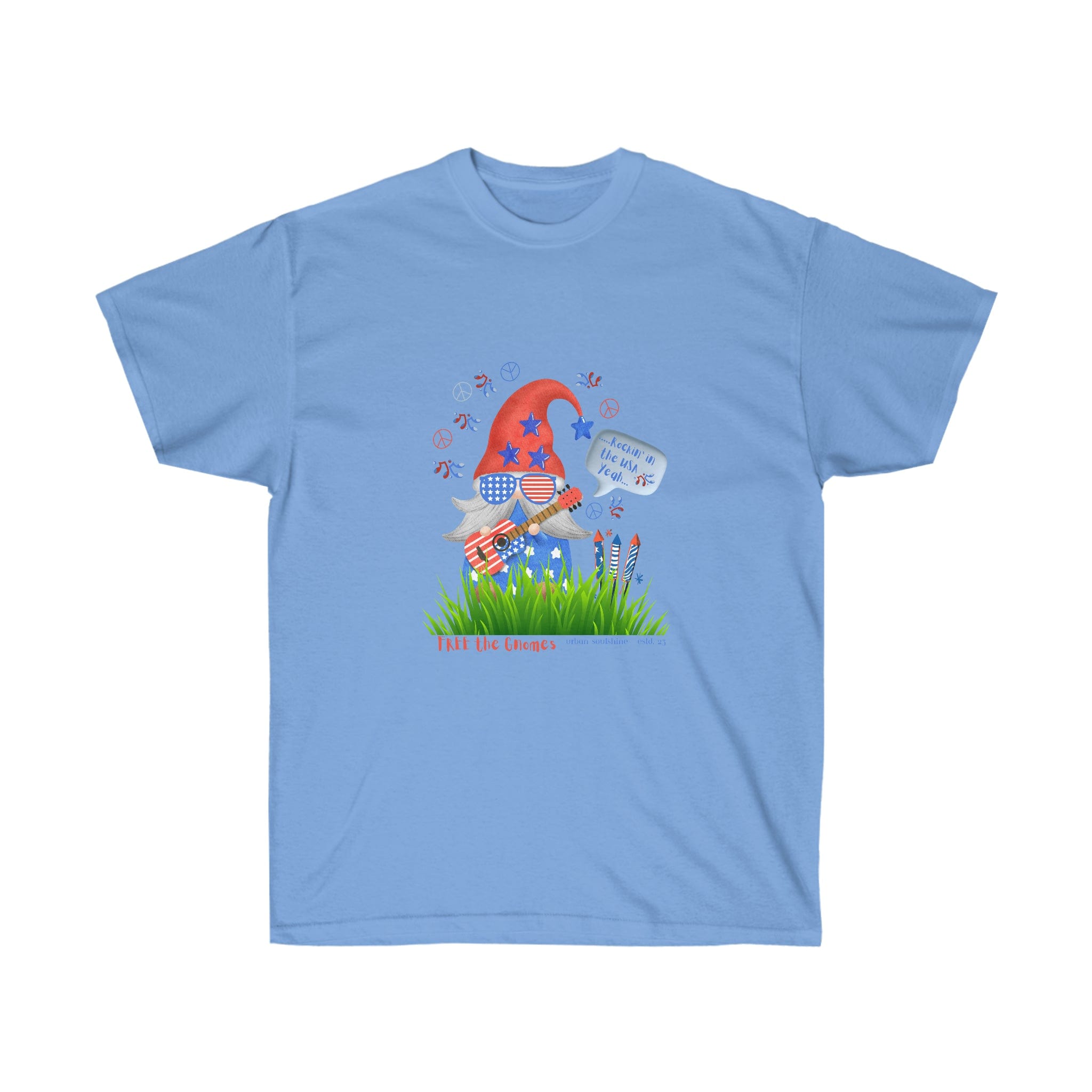 Urban SoulShine & co T-Shirt Carolina Blue / S FREE the GNOMES Rockin' in the USA Unisex Tee