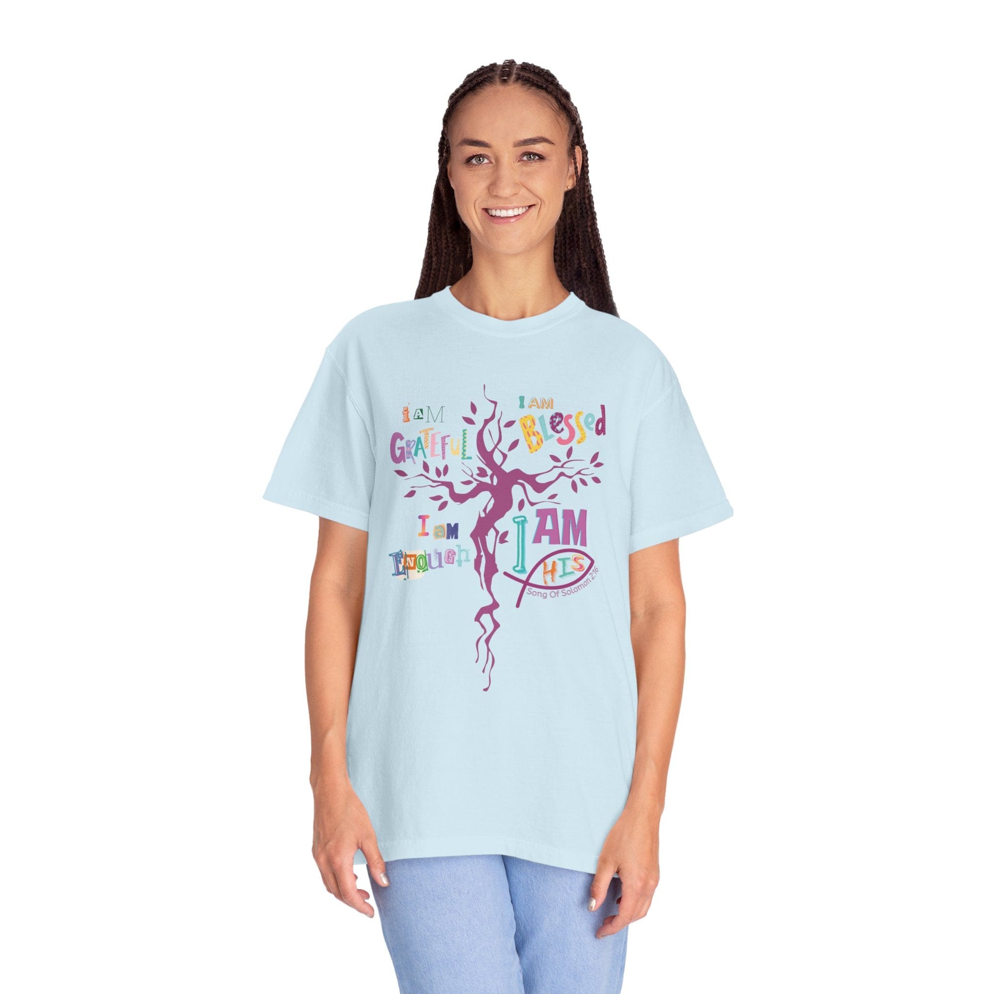 I AM HIS Song Of Solomon 2:16 Comfort Colors Tee Chambray