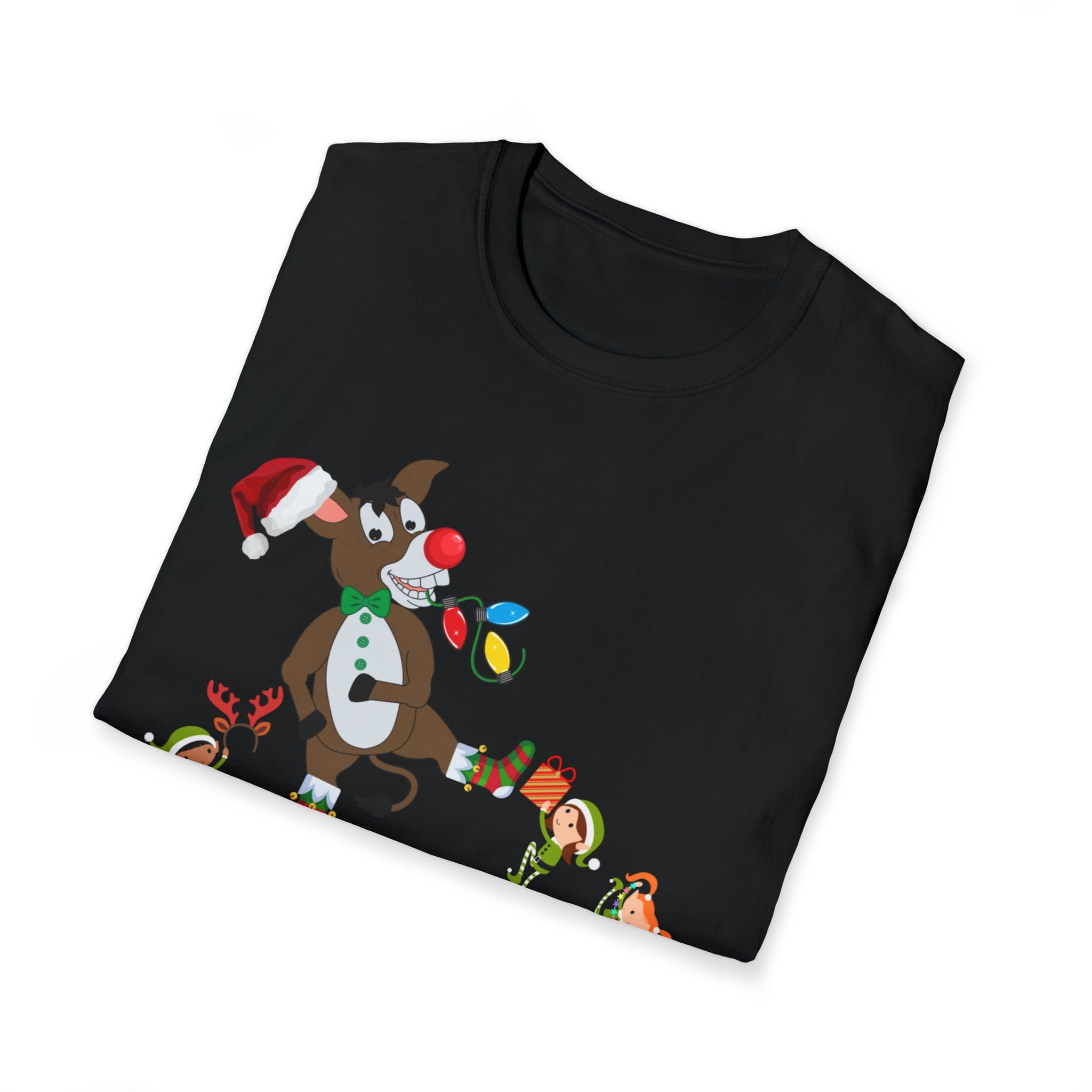 Urban SoulShine & co T-Shirt Donkey Claus Spreads Joy To The World Soft Tee (Unisex)