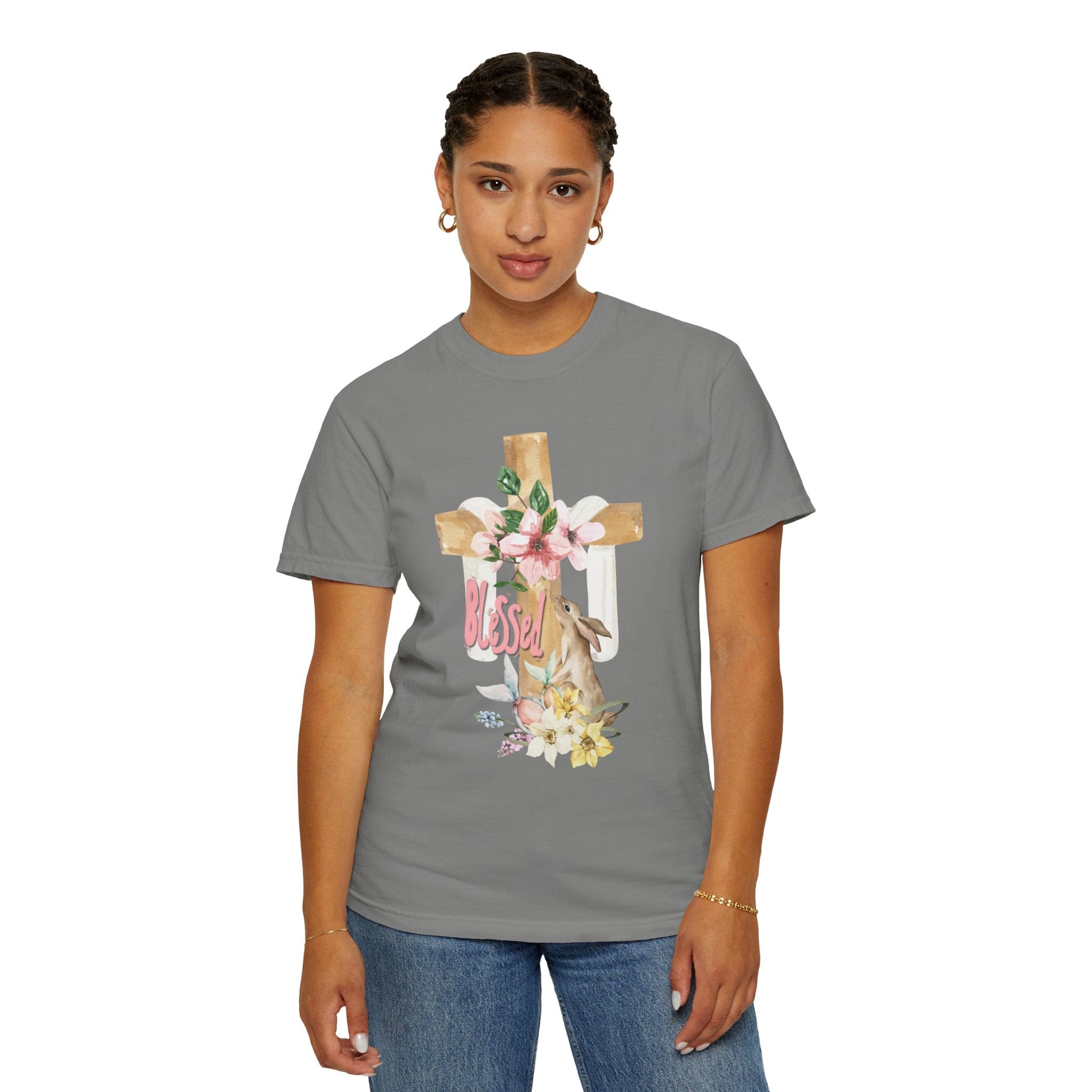 Blessed Easter Comfort Colors Tee Granite