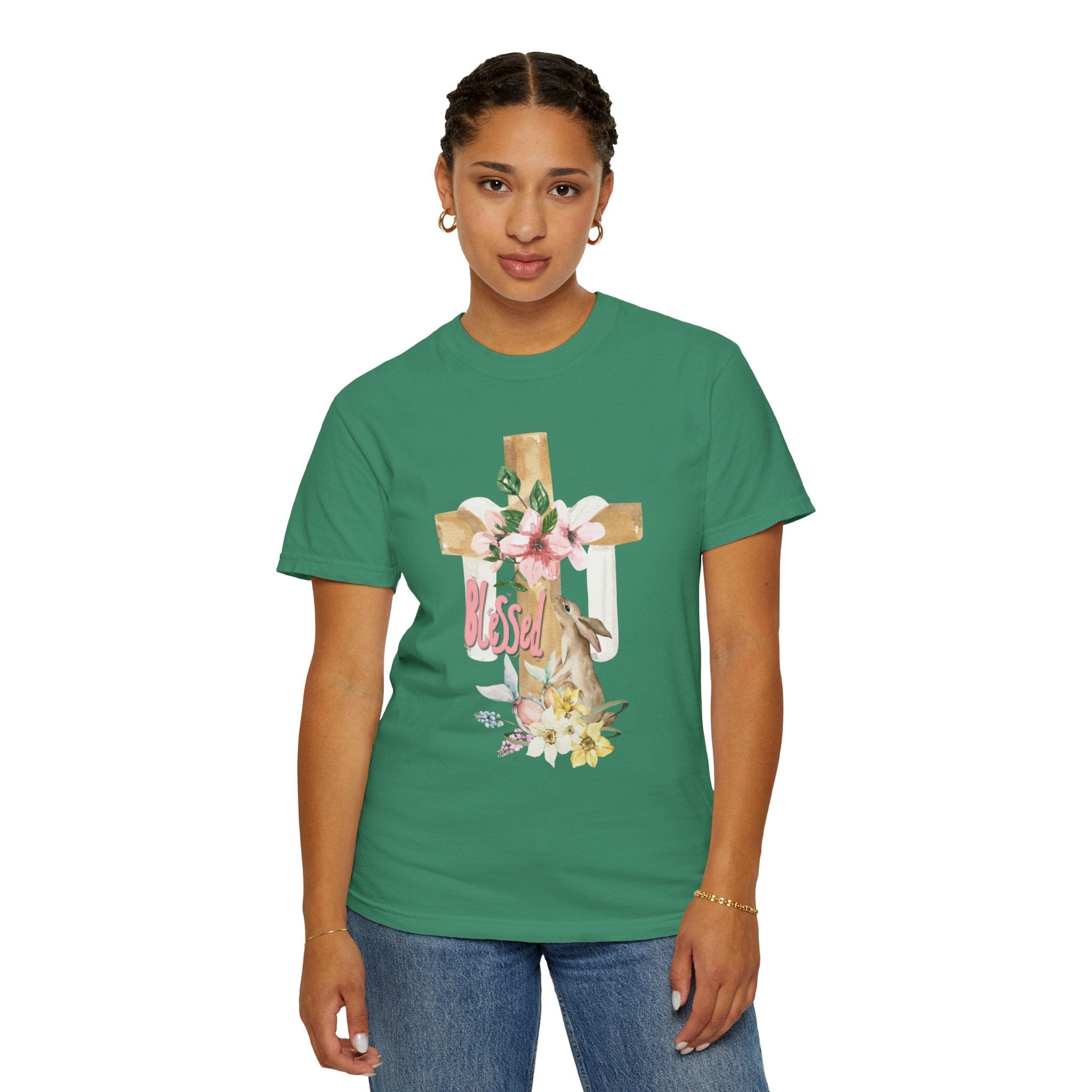 Blessed Easter Comfort Colors Tee Grass 2XL