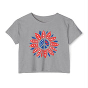 Urban SoulShine & co T-Shirt Heather Grey / XS PEACE In The USA Crop Top