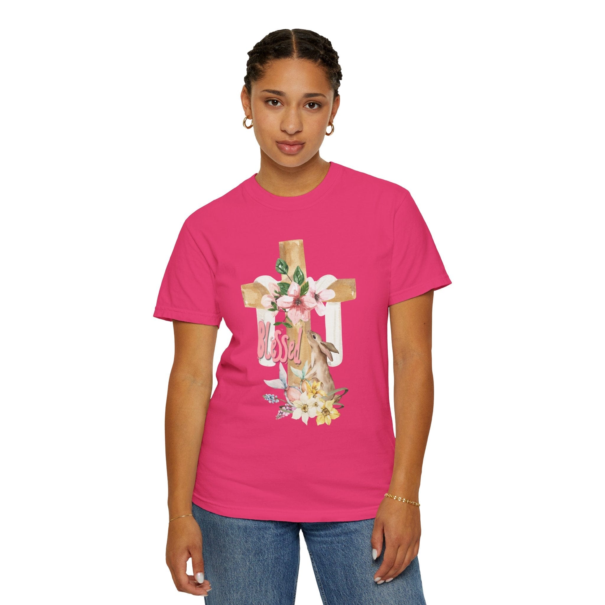 Blessed Easter Comfort Colors Tee Heliconia S
